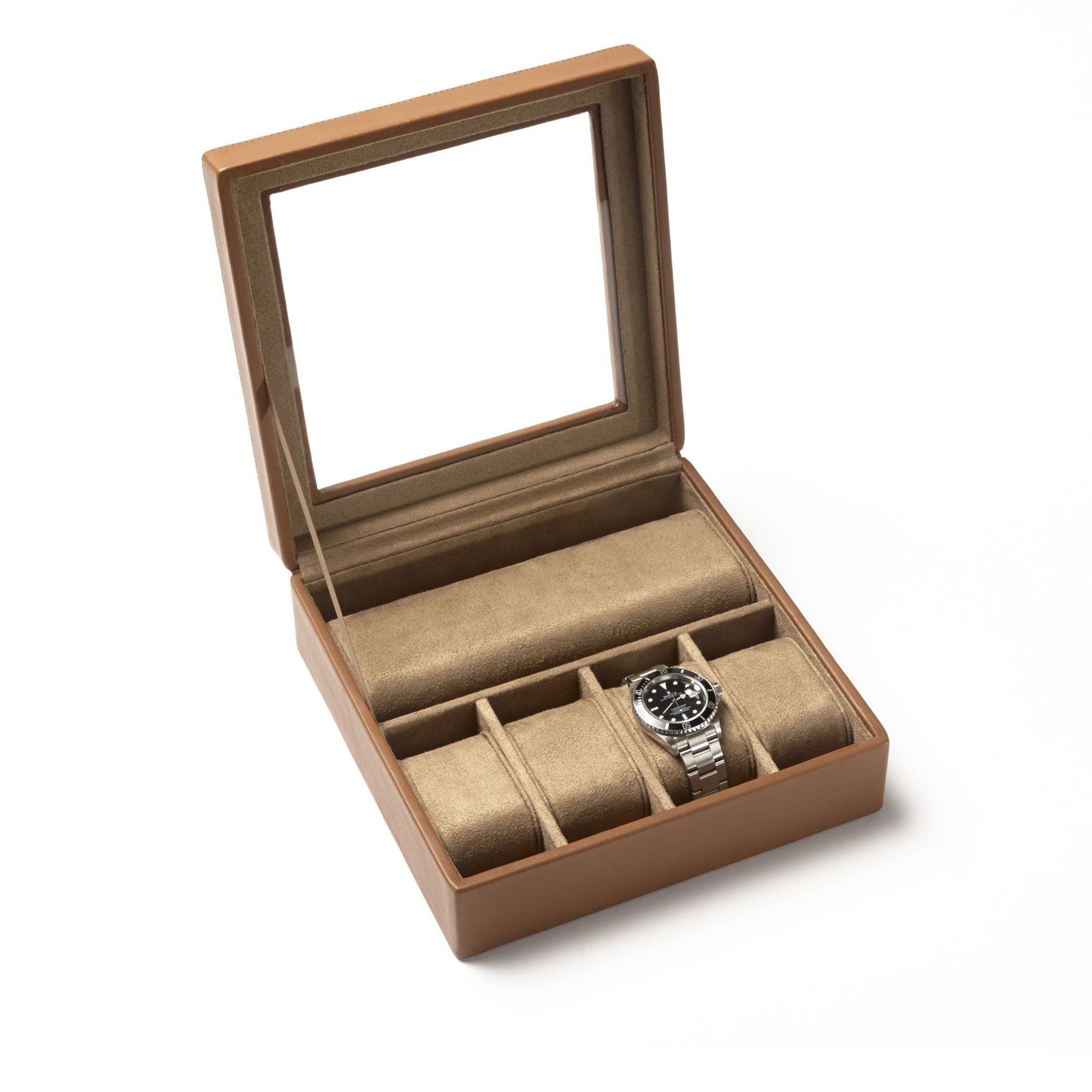 Luxury Leather Watch Case for Men & Women - Premium Cognac Brown Watch Box with Soft Interior - Perfect for Travel, Storage & Gift Giving