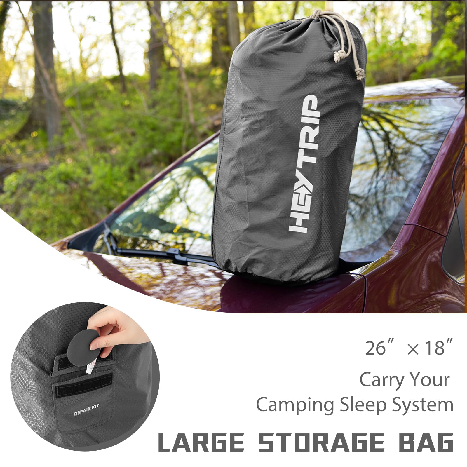 HEYTRIP 6-Inch Inflatable SUV Air Mattress for Car Camping - Adjustable Firmness, Durable Oxford Fabric with Support Cubes (74