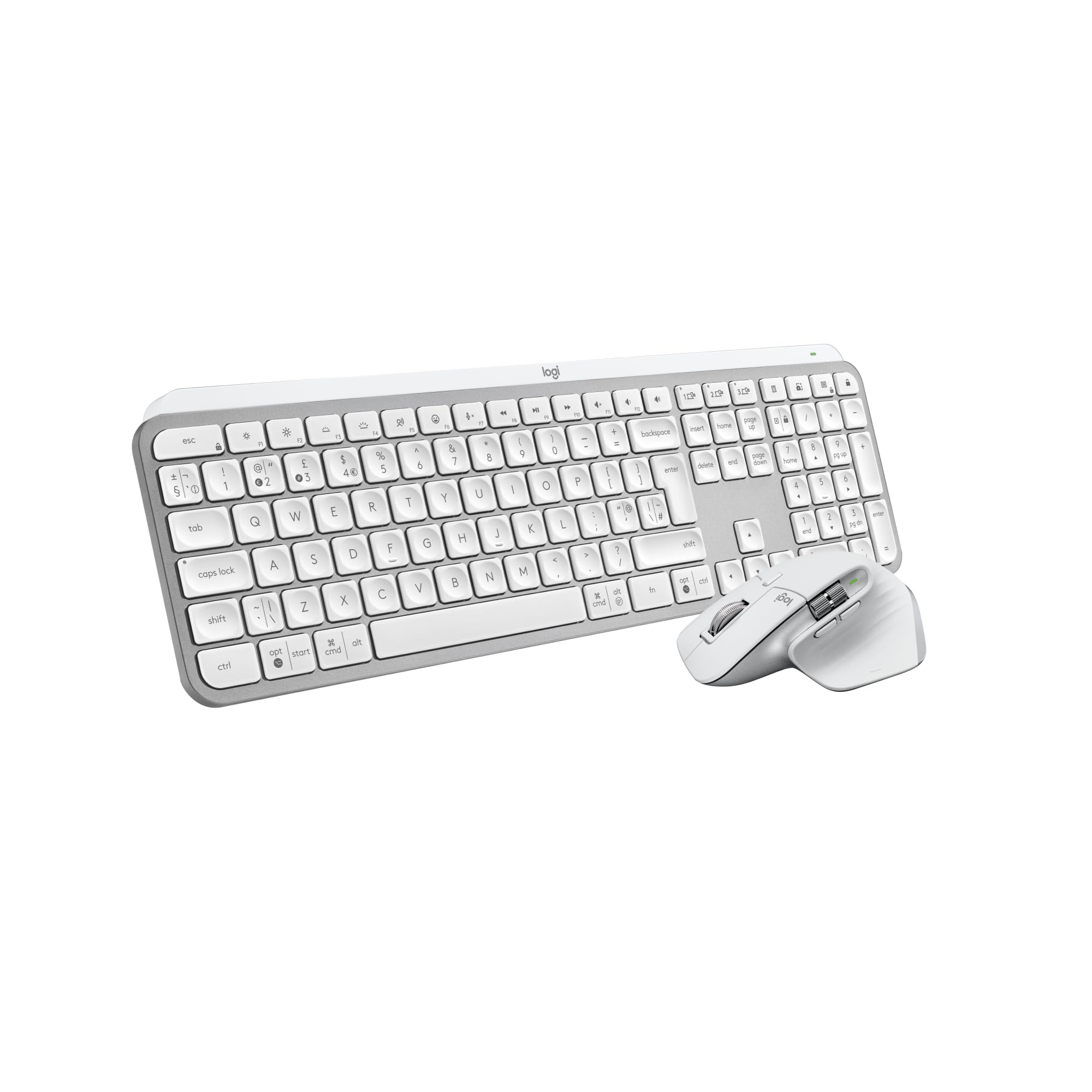 Logitech MX Keys S & MX Master 3S Wireless Keyboard and Mouse Combo - Backlit Keyboard, Precision Mouse with Fast Scrolling, Bluetooth/USB-C Connectivity - Compatible with Windows, Mac, Linux, Chrome OS - UK QWERTY Layout (Pale Grey) - Perfect for Office Work, Graphic Design & Gaming