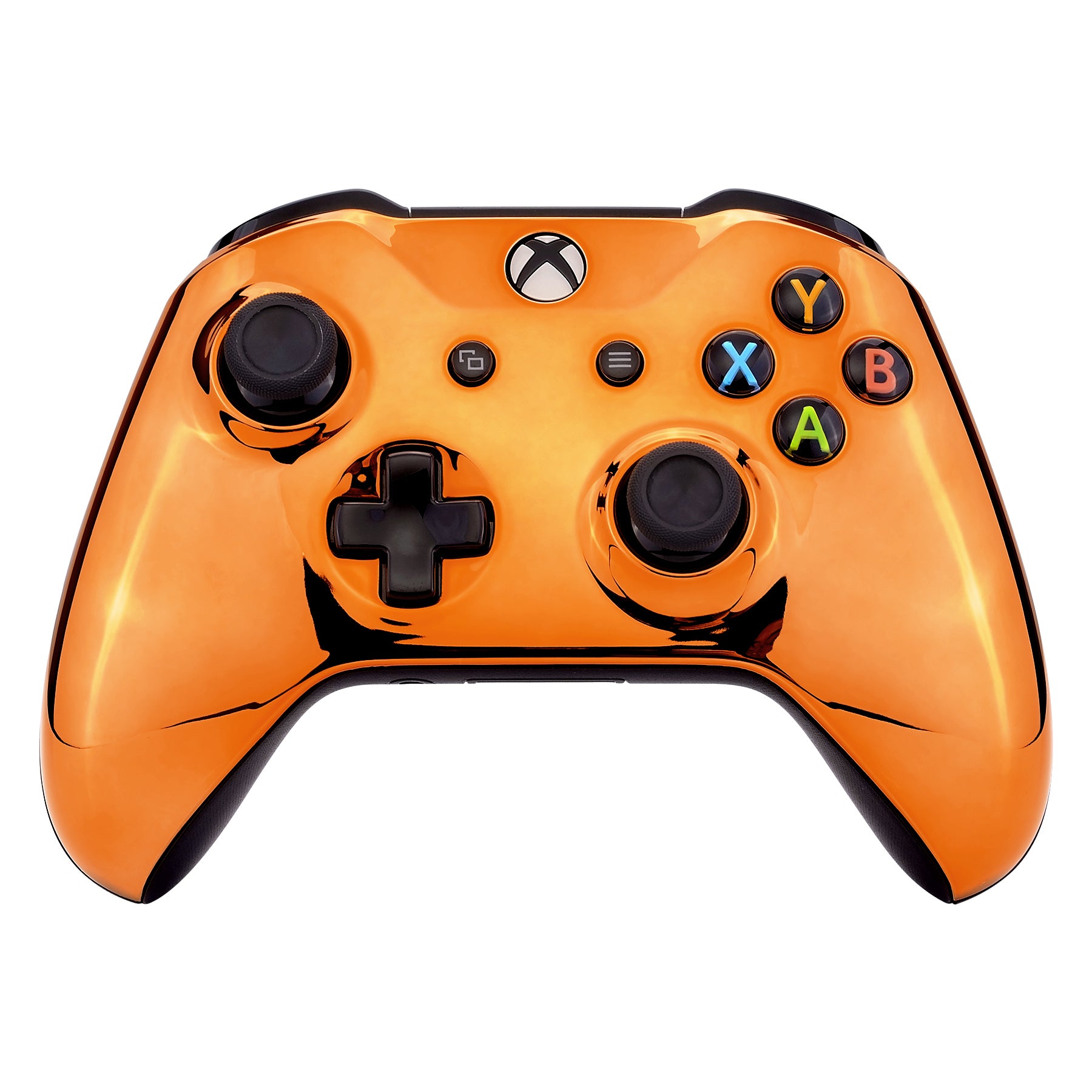 eXtremeRate Chrome Orange Front Housing Shell Faceplate for Xbox One S & Xbox One X Controller (Model 1708) - Custom Replacement Cover for Enhanced Gaming Experience - Perfect for Gaming Enthusiasts & DIY Modders