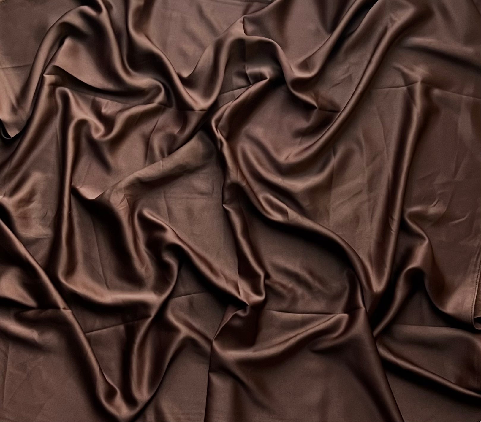 Luxury Classic Satin Fabric - Chocolate Brown Color for Elegant Dresses, Curtains & Home Decor | Premium Soft & Shiny Material for Sewing, DIY Projects & Fashion Design