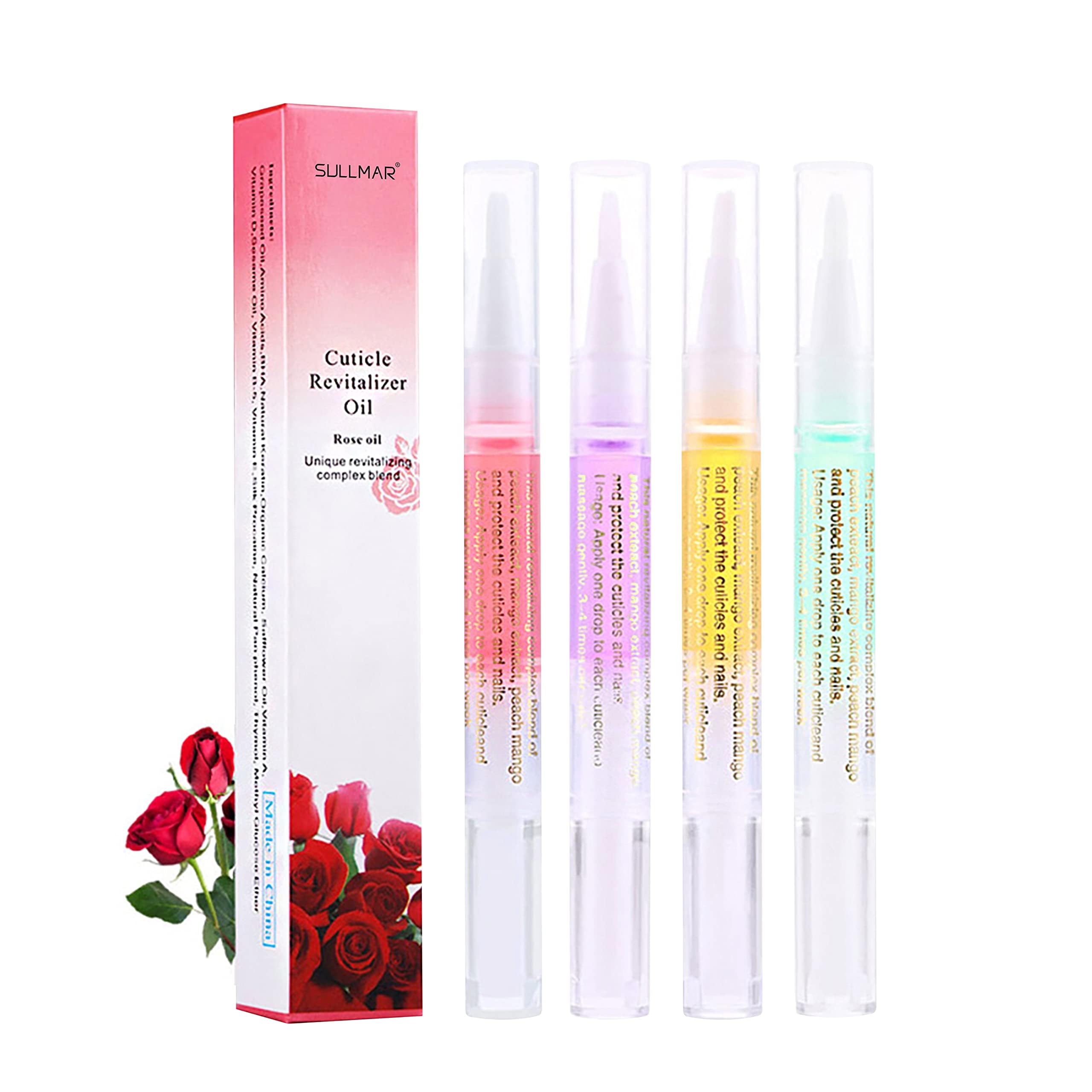 4Pcs Cuticle Oil Pen Set - Nail Care Essential Oil for Dry & Damaged Cuticles - Moisturizing & Repairing Nail Treatment - Perfect for Manicures, Pedicures & At-Home Nail Care