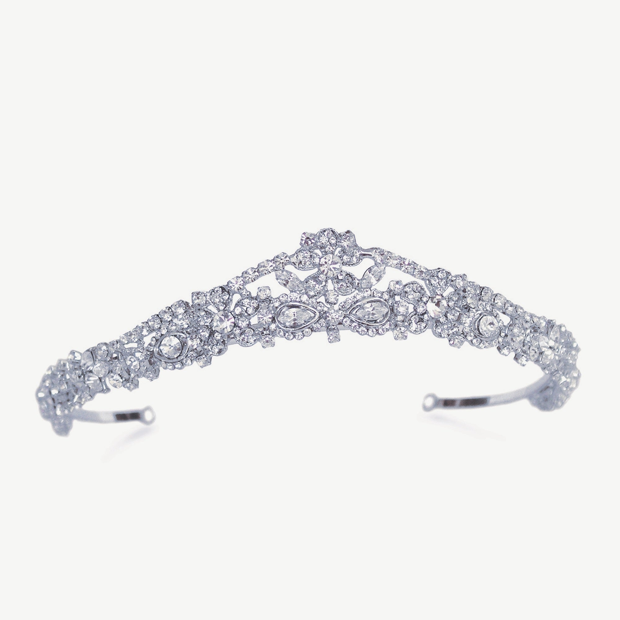 Ivory & Co. Rowena Silver Bridal Tiara with Austrian Crystals - Elegant Wedding Headpiece for Brides, Bridesmaids & Special Occasions