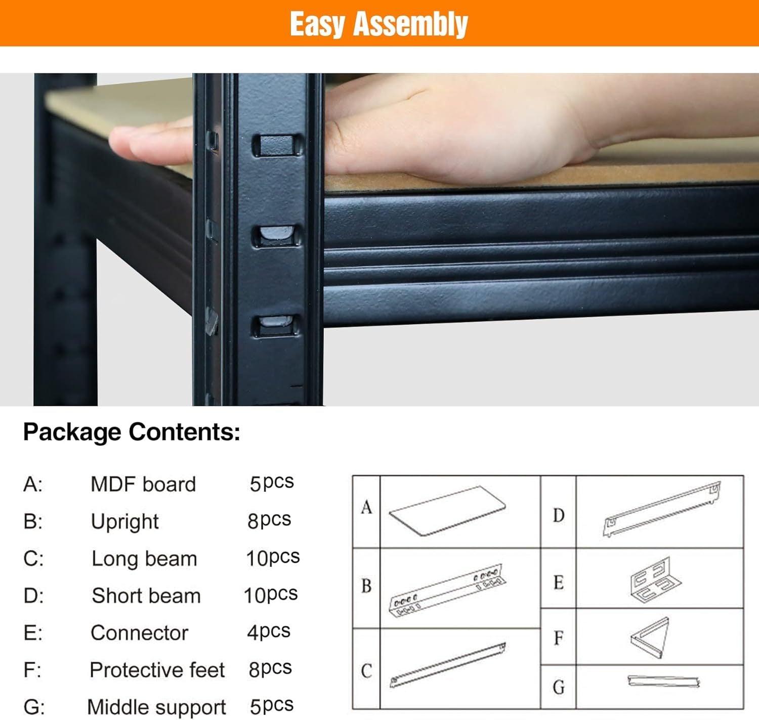 2000LBS Heavy Duty Garage Storage Shelves - Industrial Strength Metal Racking Units for Workshop, Basement & Garage Organization (Perfect for Tools, Car Parts & Home Storage)