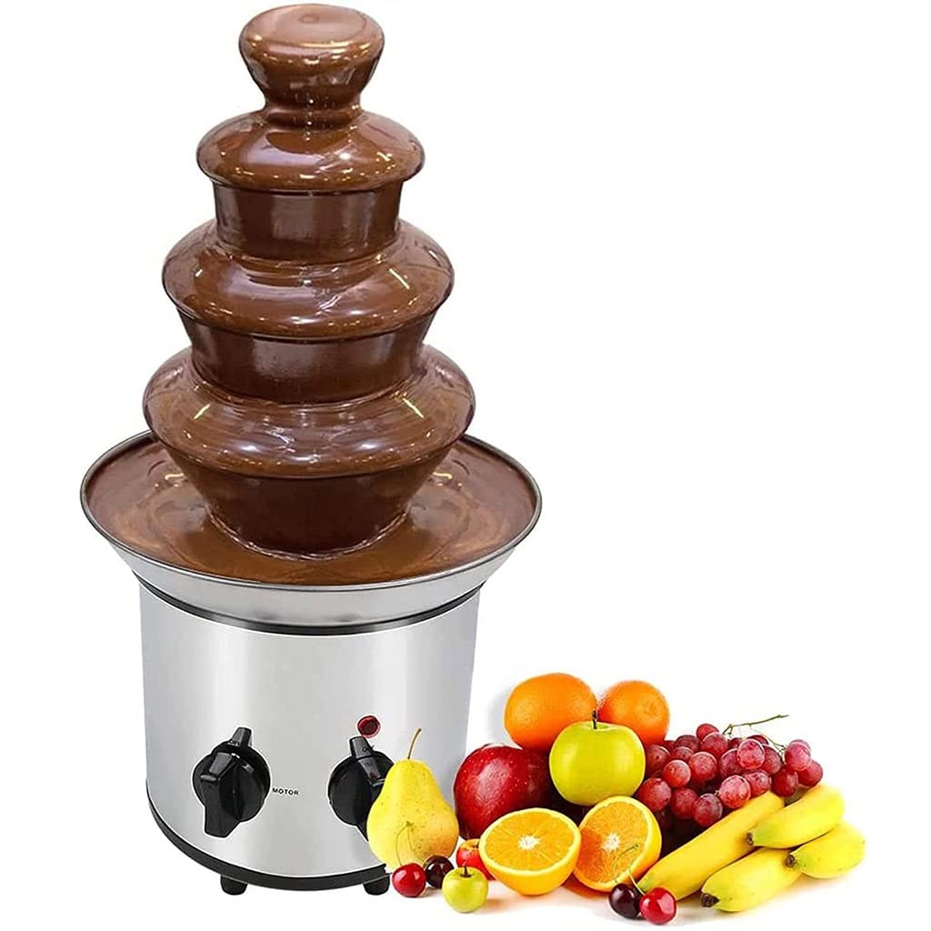 Upgraded 4-Tier Stainless Steel Chocolate Fountain Machine - 2.65Lb Capacity for Chocolate, Cheese, Sauces & Liqueurs | Perfect for Parties, Weddings, Catering & Dessert Buffets