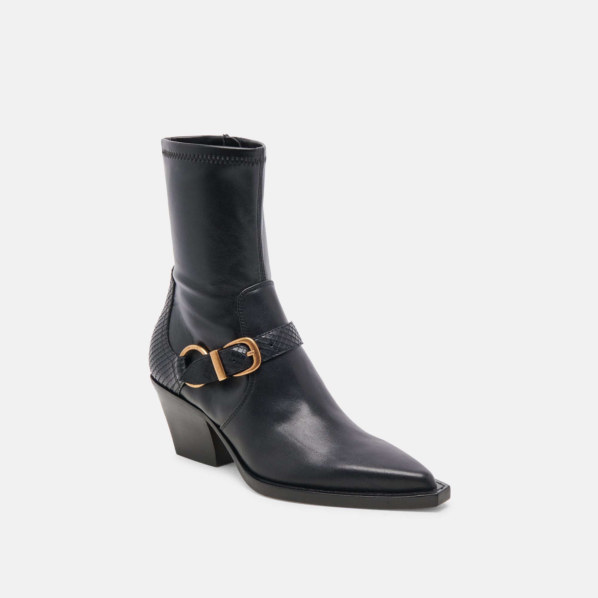 Women's Black Leather Wide Calf Boots for Comfort and Style - Perfect for Raves, Parties, and Night Out