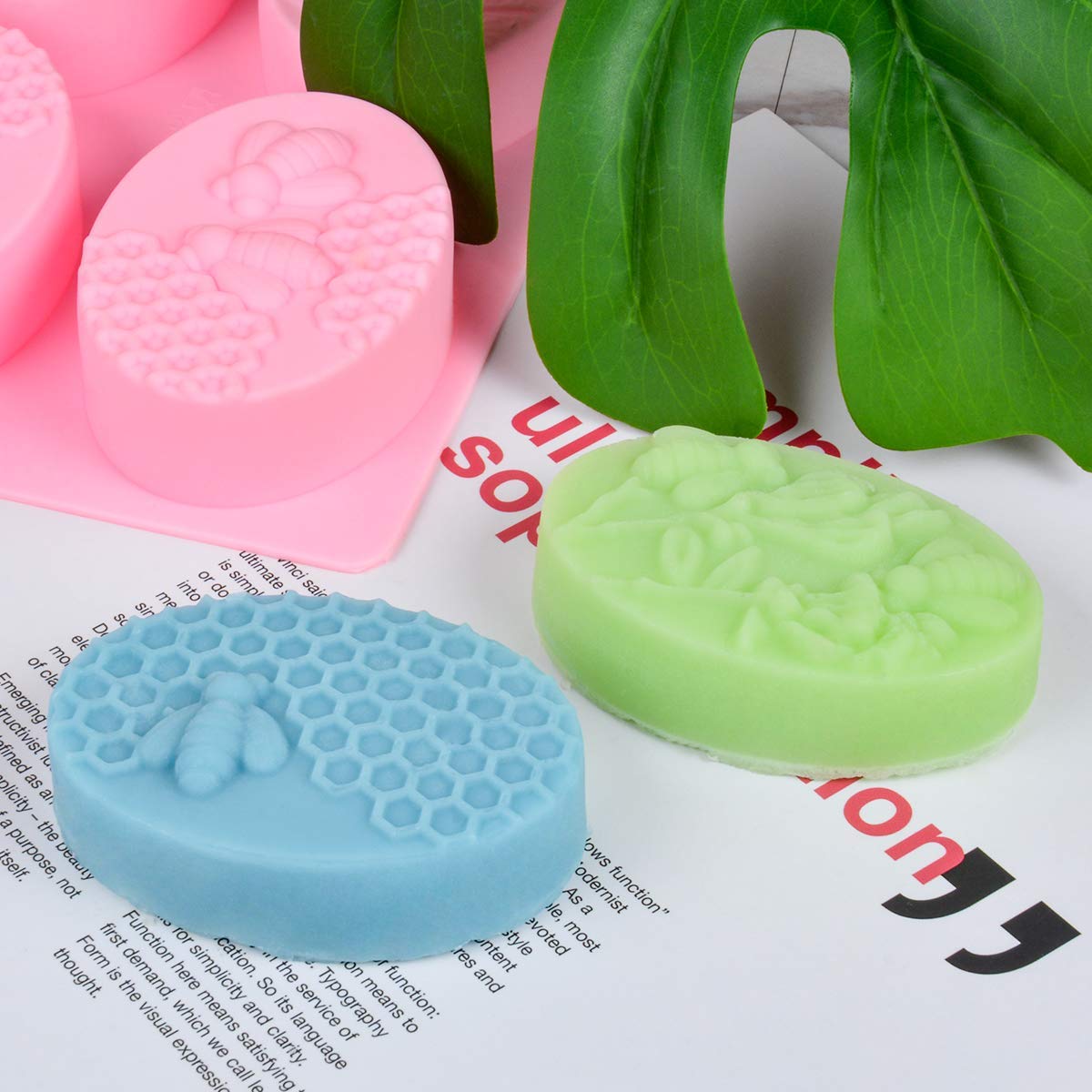 UG LAND INDIA 6 Cavity 3D Honeybee Silicone Molds - Honeycomb Soap Mold, Cake Baking Mold, Chocolate & Resin Mold, Beehive Candle Mold for DIY Crafts (Oval, Pink) - Perfect for Homemade Soaps, Candles, Chocolates & Resin Art Projects