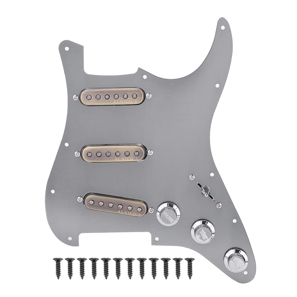 Electric Guitar Pickguard Set - Durable Prewired SSS Pickguard for Stratocaster Style Guitars (Silver-Grey) | Perfect for DIY Guitar Upgrades & Professional Installations