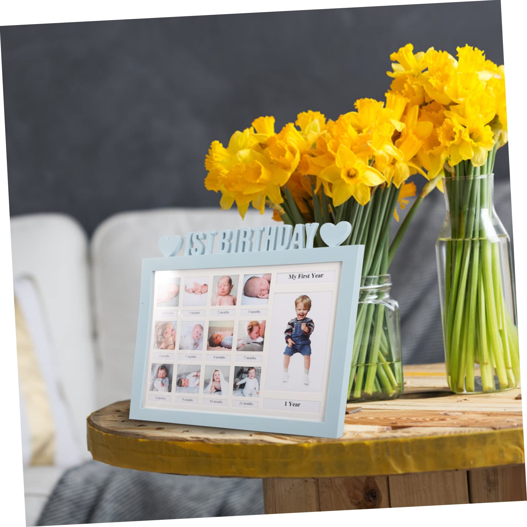 First Year Baby Picture Frame - CIMAXIC Growth Photo Frame with PVC Material for Nursery, Baby Shower & Birthday Gifts