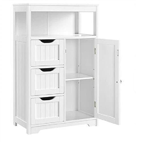 VeahUS 3-Drawer Bathroom Storage Cabinet with Shelves - White Bathroom Vanity Organizer for Towels, Toiletries & Cosmetics - Perfect for Small Bathrooms, Powder Rooms & Apartment Living