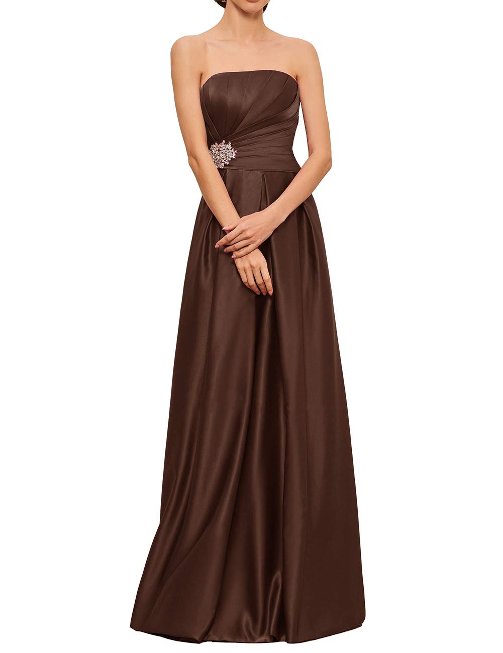Elegant A-Line Strapless Beaded Mother of The Bride Dress - Formal Evening Gown for Weddings, Prom & Special Occasions