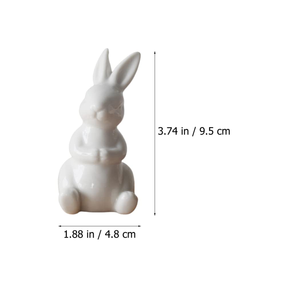 2pcs White Ceramic Easter Bunny Figurines - Cute Rabbit Statues for Home Decor, Easter Party Favors, Table Centerpiece, Gift for Lovers | Perfect for Spring Decor, Easter Crafts & Holiday Dining Table Ornaments