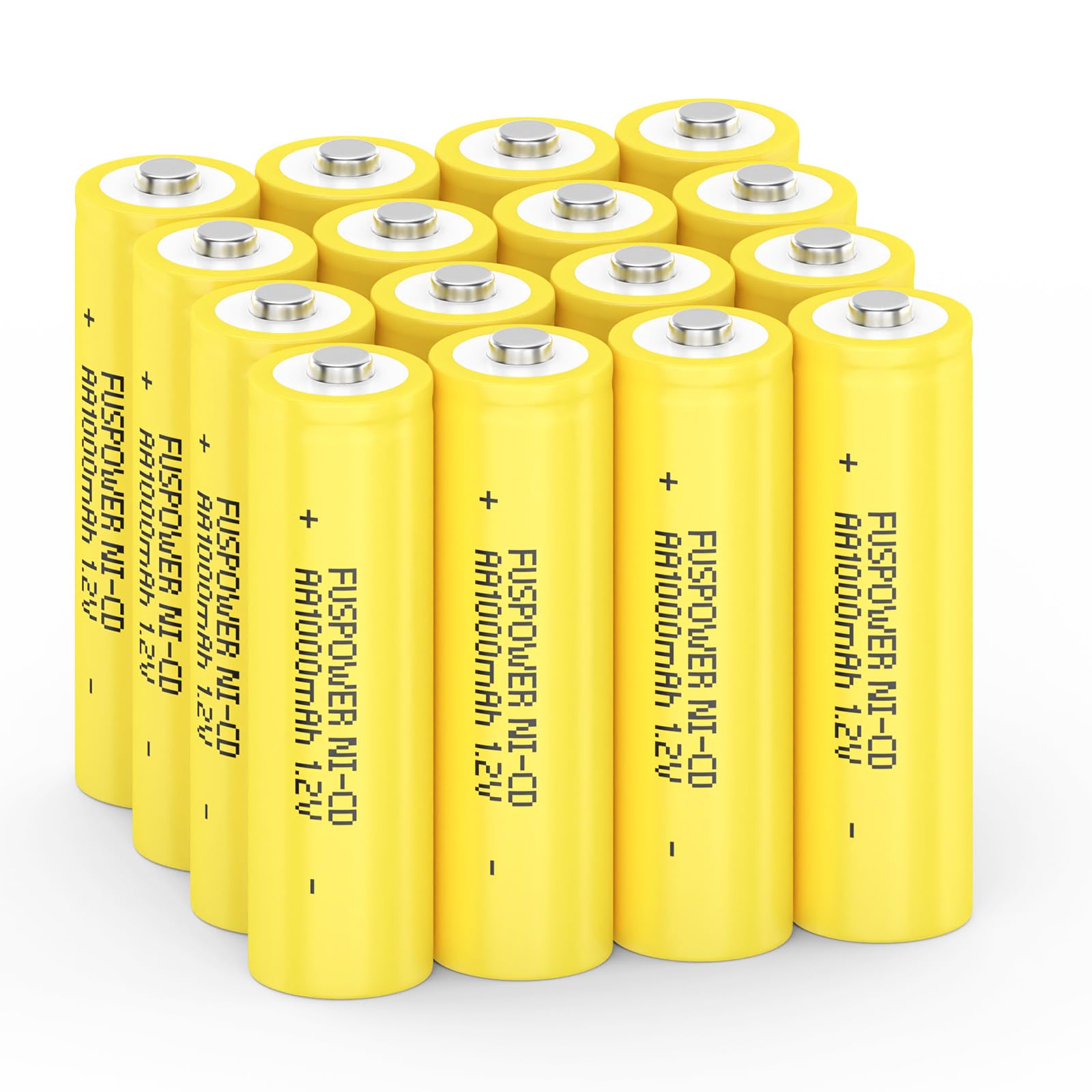 16-Pack Rechargeable AA NiCd Batteries 1000mAh 1.2V - Long Lasting Double A Size for Solar Lights, Security Cameras, Remote Controls - Perfect for Outdoor Use & Emergency Power Backup