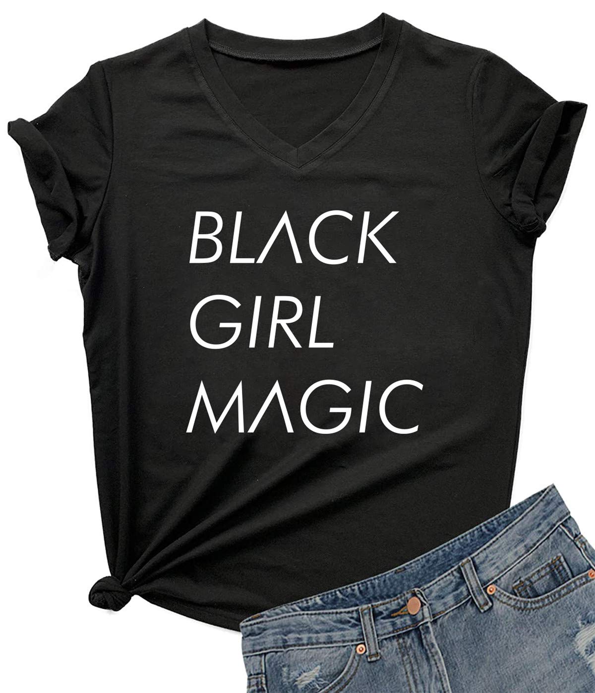 Black Girl Magic T-Shirts for Women - Cute Juniors Tops - Casual Streetwear & Everyday Wear for Confidence & Style