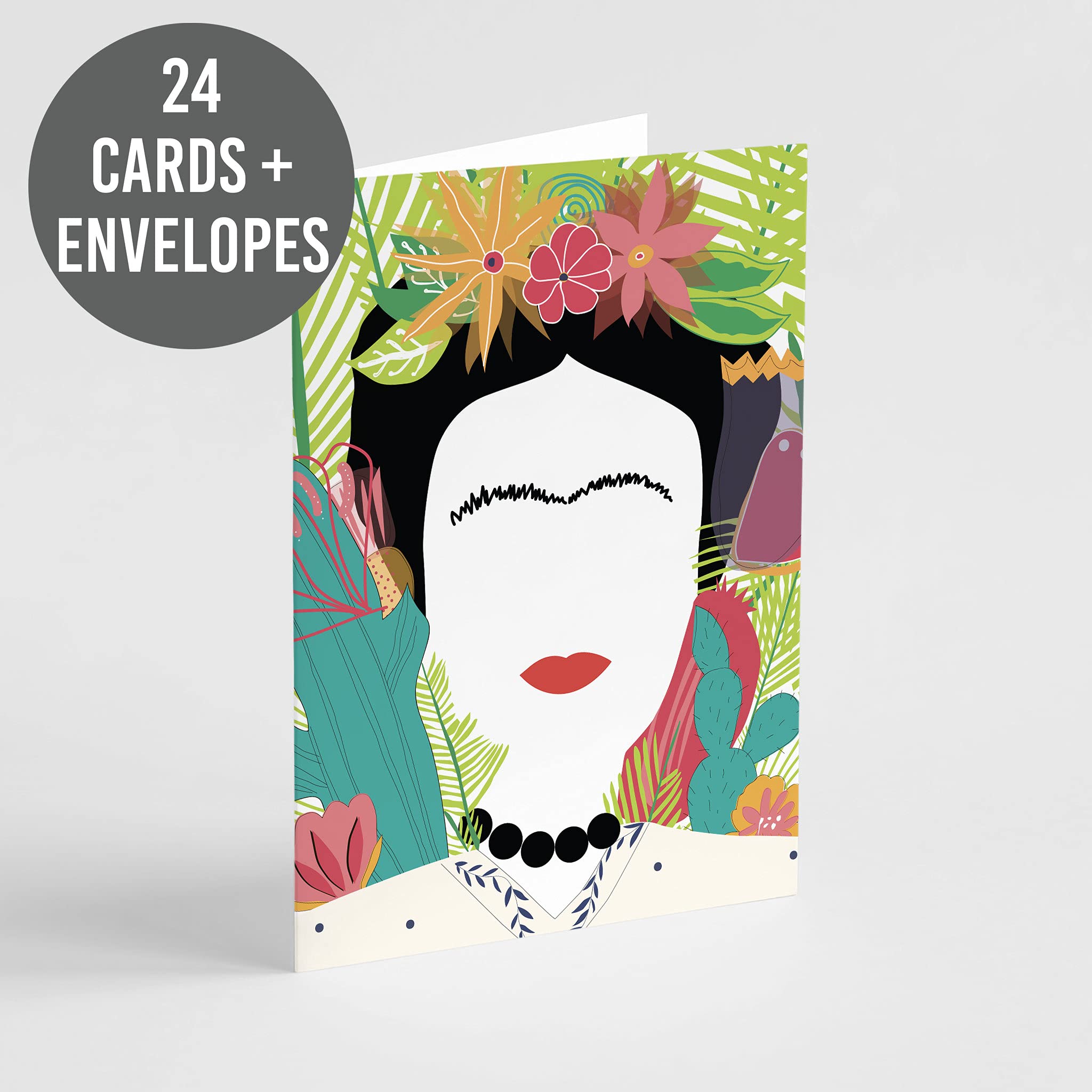 24-Pack Blank Greeting Cards Set for All Occasions - Thank You & Just Because Cards with White Envelopes - Funny Frida Kahlo Stationery by RitzyRose - Perfect for Birthdays, Weddings & Everyday Gifting
