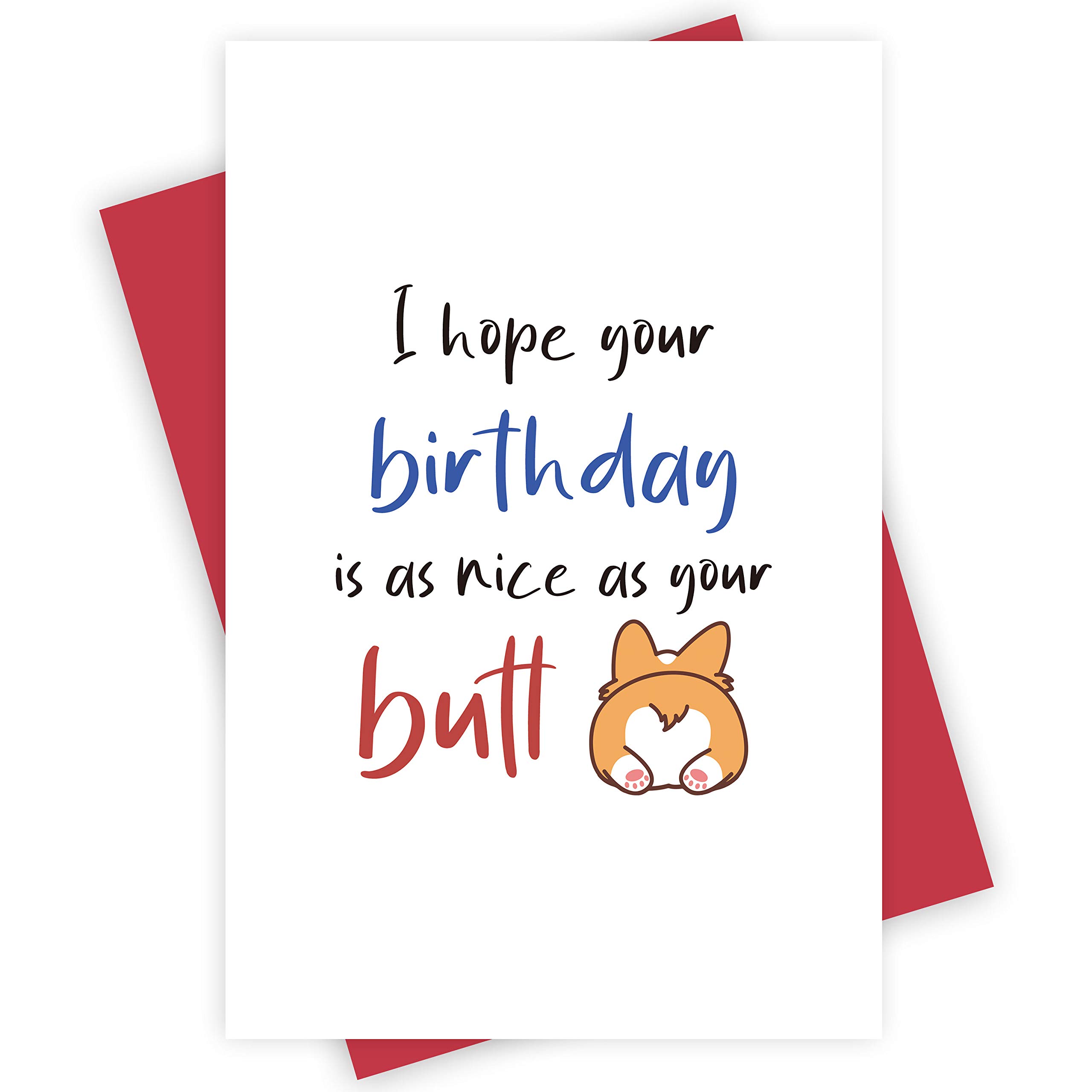 Funny Happy Birthday Card with Cute Corgi Butt Design - Perfect for Husband, Wife, Boyfriend or Girlfriend | Cheeky Love Greeting Card for Birthday Wishes | Ideal for Anniversaries, Romantic Gifts & Special Occasions