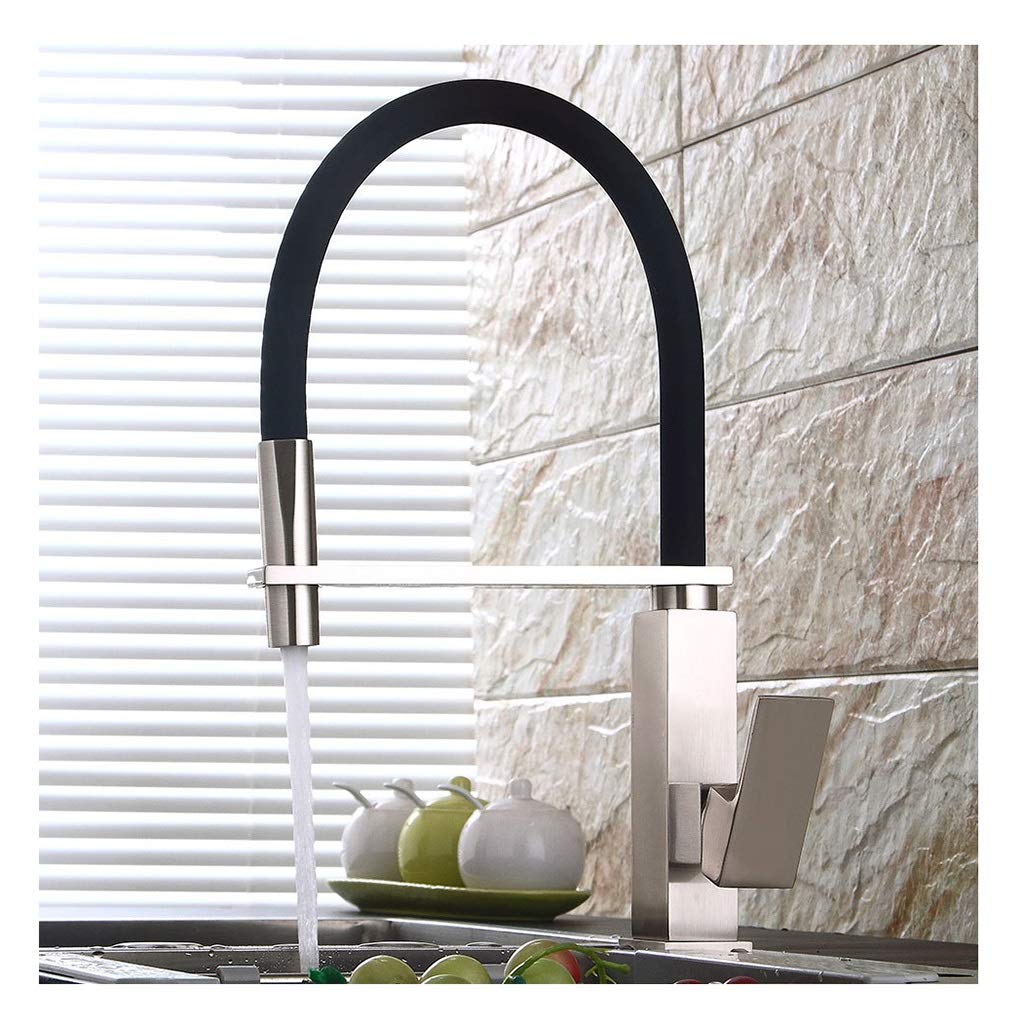 Stainless Steel Single Hole Pull Out Sprayer Kitchen Faucet with 360 Degree Swivel Spout - Perfect for Modern Kitchens and Easy Dishwashing