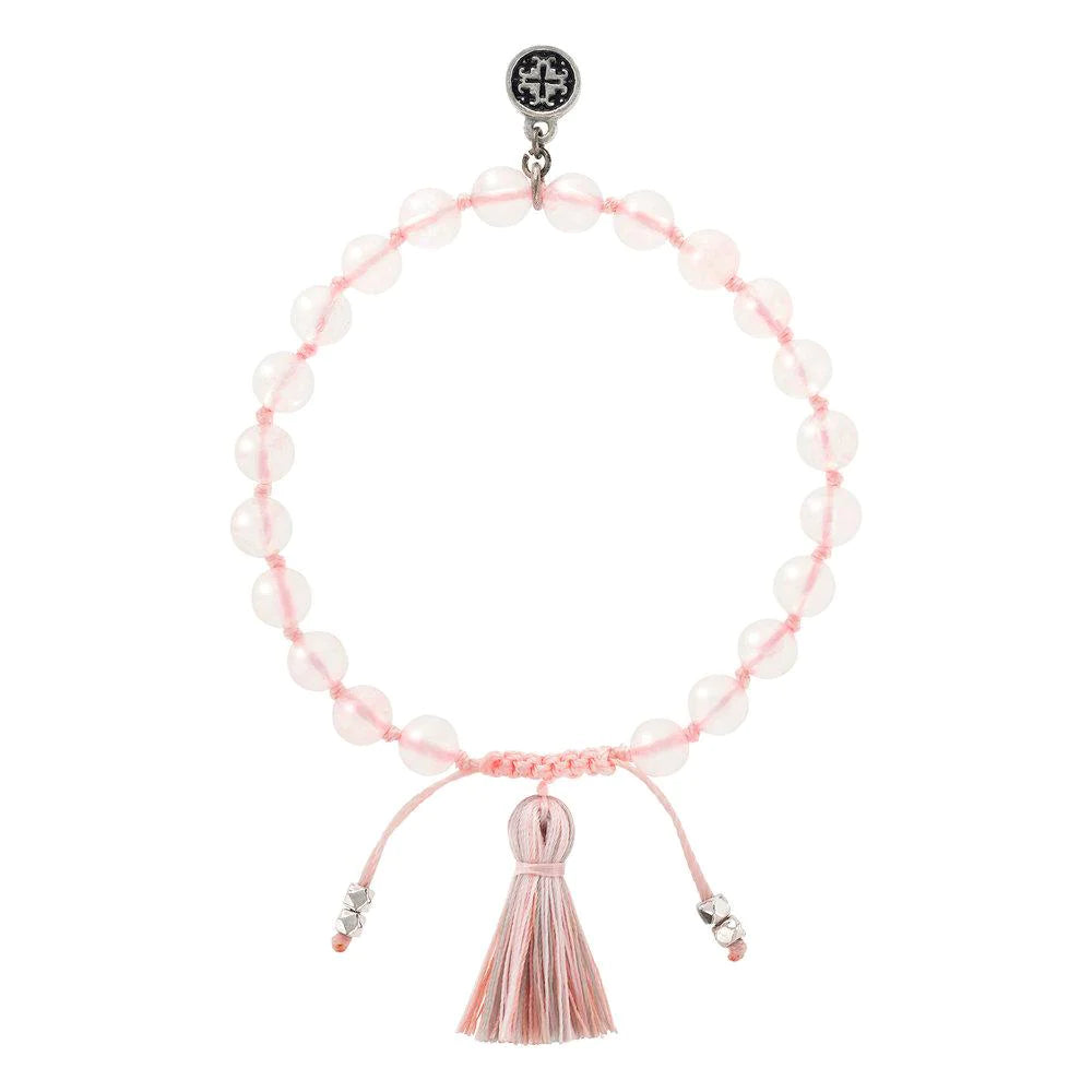 Rose Quartz Adjustable Bracelet by Mala + Mantra - Healing Crystal Jewelry for Women, Chakra Balancing & Stress Relief - Perfect for Meditation, Yoga & Spiritual Gifts