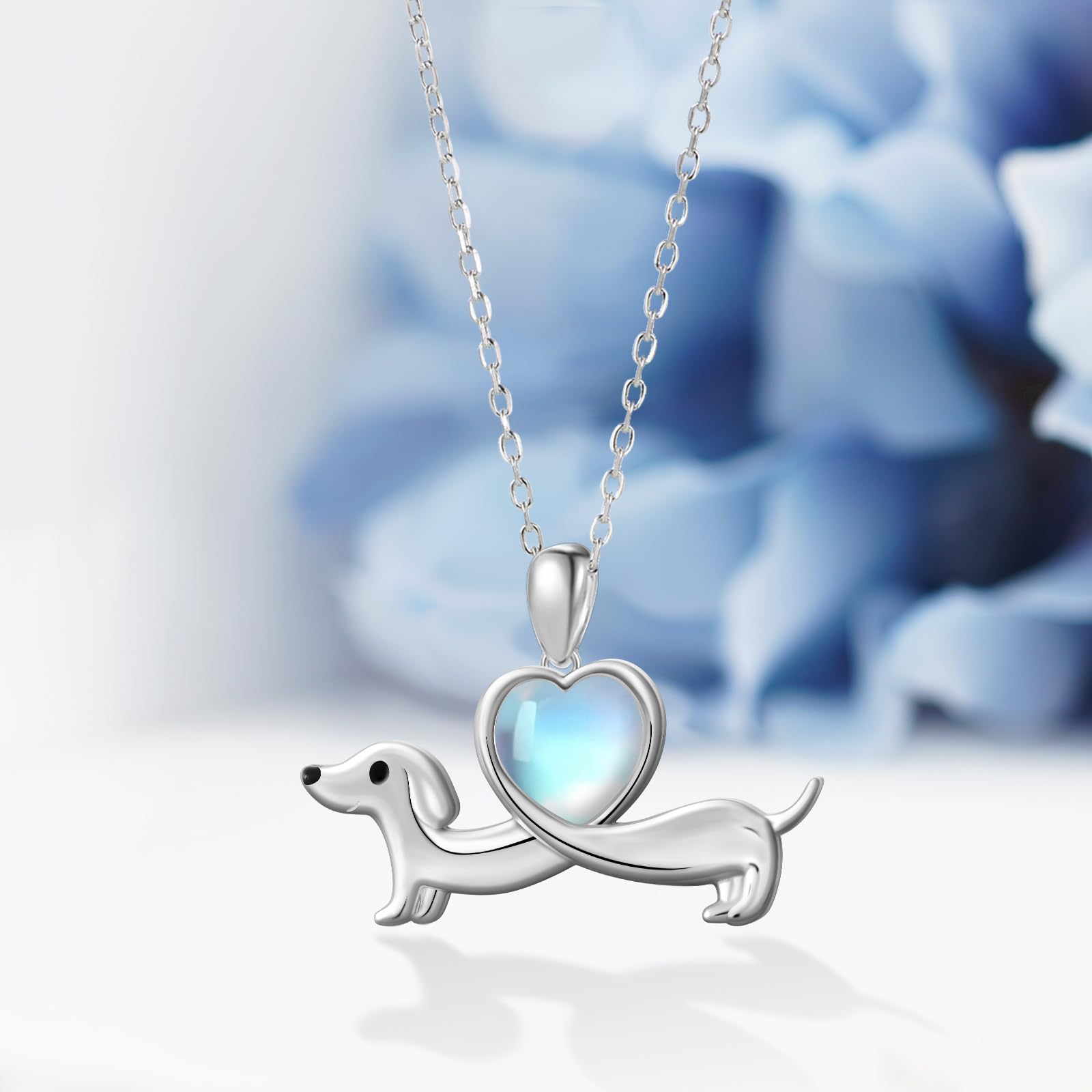 925 Sterling Silver Dachshund Necklace with Birthstone - Unique Dachshund Jewelry Gift for Women | Perfect for Birthday, Anniversary & Dog Lover Gifts
