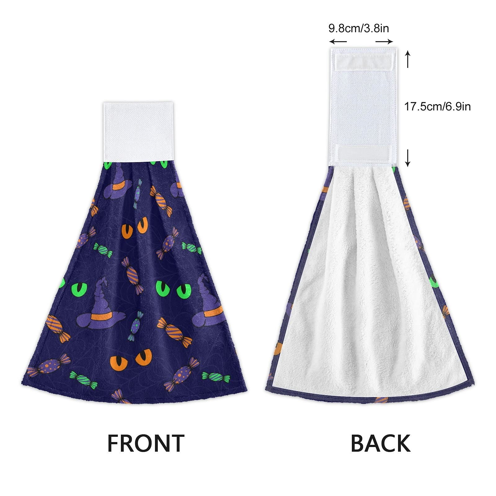 Halloween Cat Print Kitchen Hand Towels - 2 Pack Fast Drying, Absorbent & Soft Hanging Towels for Kitchen, Bathroom & Party Decor - Perfect for Halloween, Thanksgiving & Christmas Home Decor