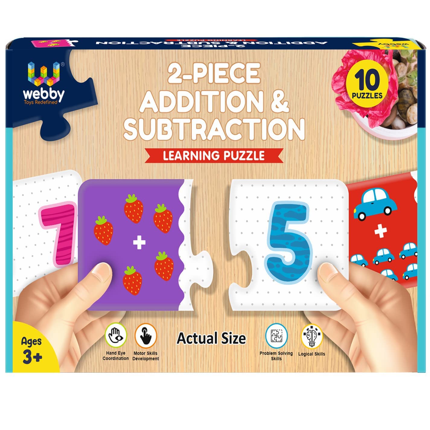 Webby Addition & Subtraction Learning Pack - 2-Piece Montessori Jigsaw Puzzle for Kids Ages 3+ | Preschool Math Educational Toy | Perfect for Homeschooling & Classroom Activities
