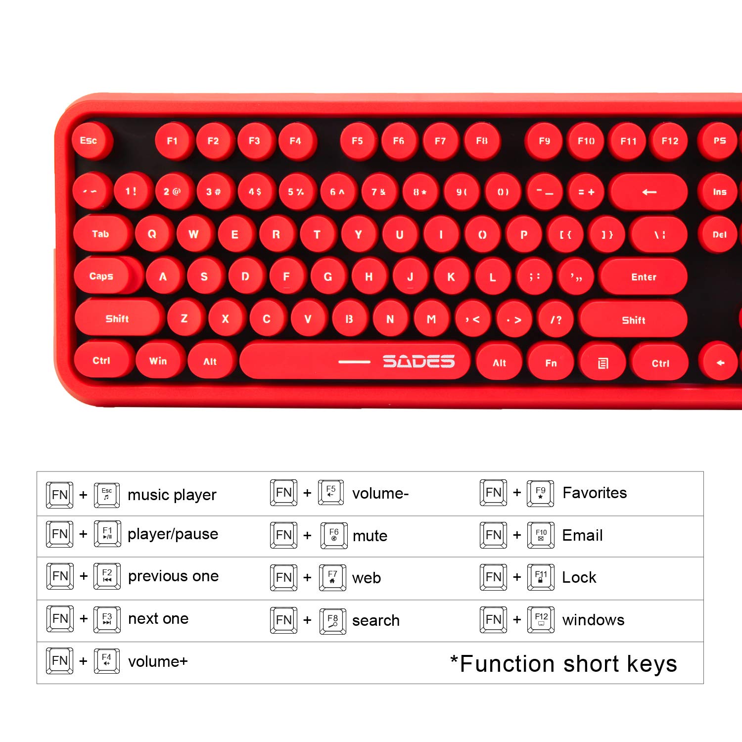 Retro Wireless Keyboard Mouse Combo for Mac PC - Office & Gaming Use