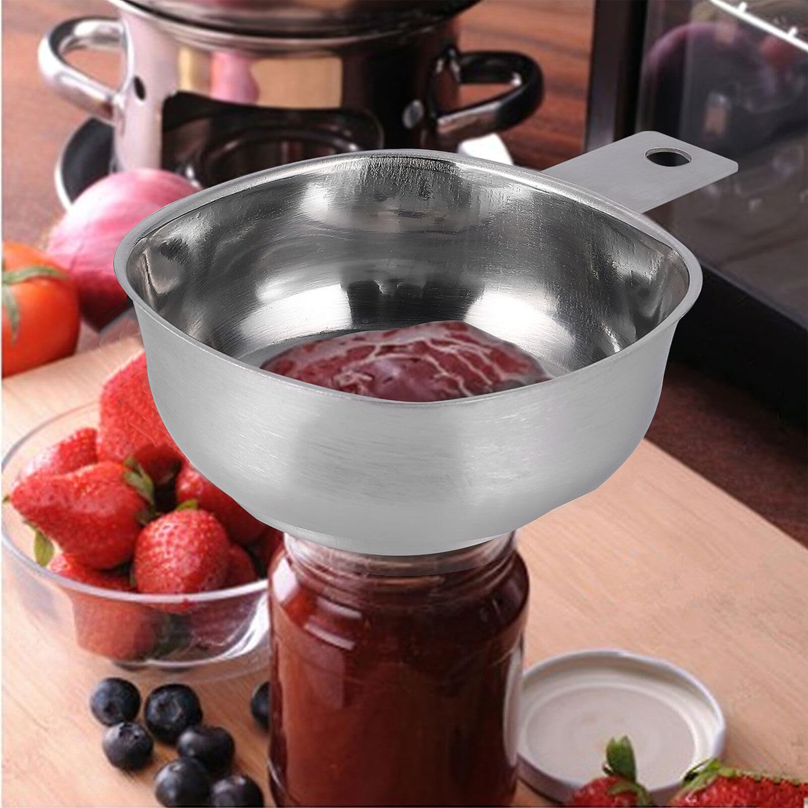 Premium Stainless Steel Canning Funnel for Mason Jars - Wide Mouth Food Funnel with Ergonomic Handle - Durable Kitchen & Home Canning Supplies for Preserving, Pickling & DIY Projects