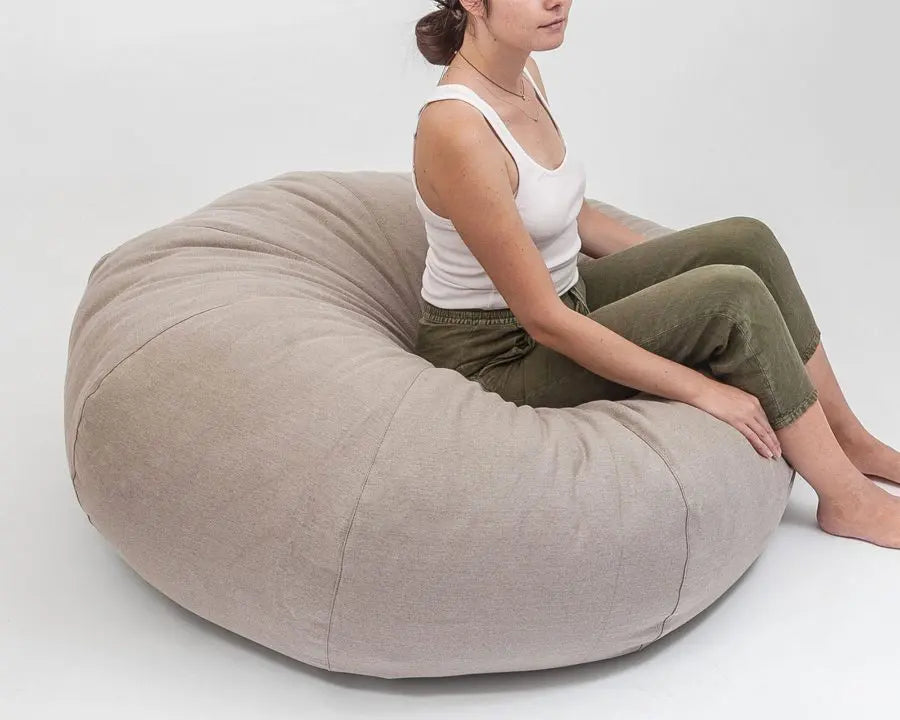 Premium Large Round Wool Bean Bag Chair - OEKO-TEX Certified, Eco-Friendly & Comfortable for Living Room, Bedroom, or Nursery Relaxation