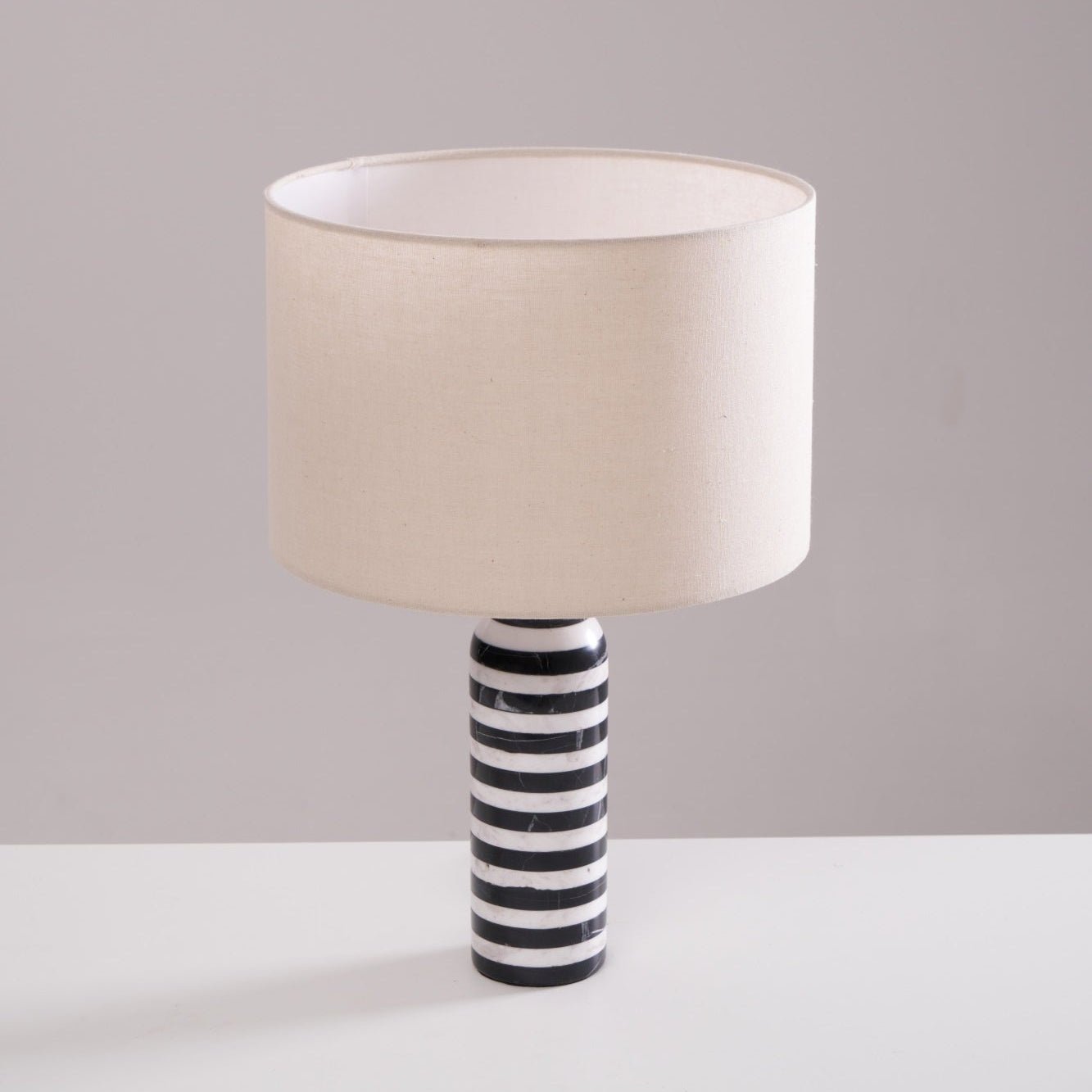 Elegant Tuxedo Marble Table Lamp - Modern Home & Office Decor Lighting for Bedroom, Living Room, Study - Dimmable LED Desk Lamp with USB Port