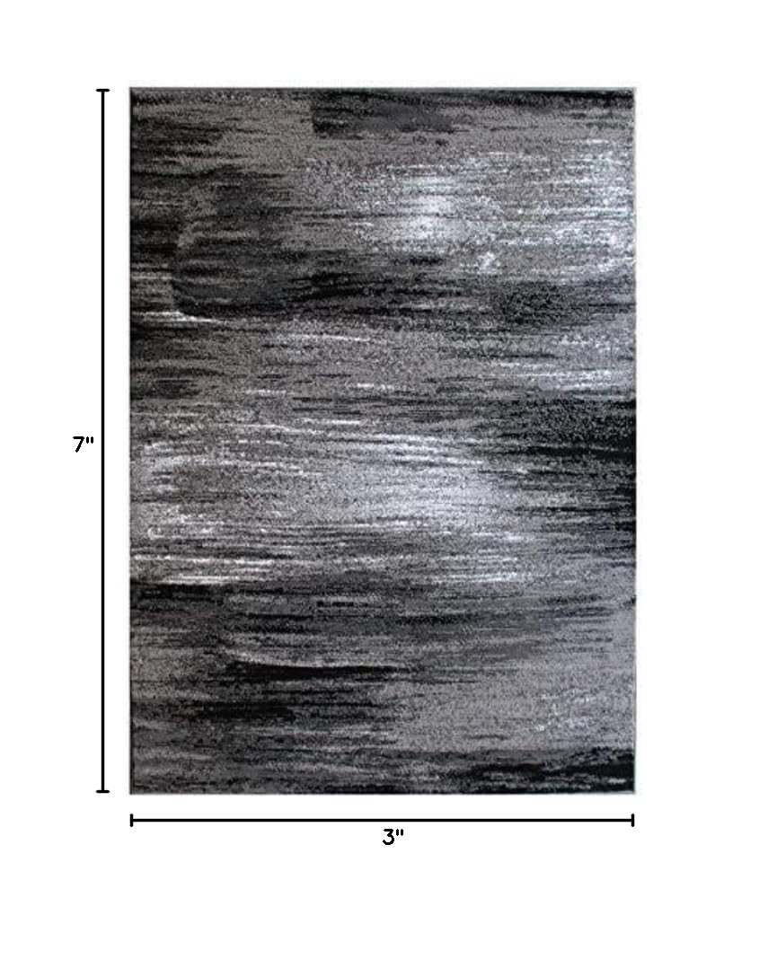 Champion Modern Abstract Brush Stripes Plush Area Rug - Soft Grey & Black 5’3”x7’5” - Perfect for Living Room & Dining Room Decor