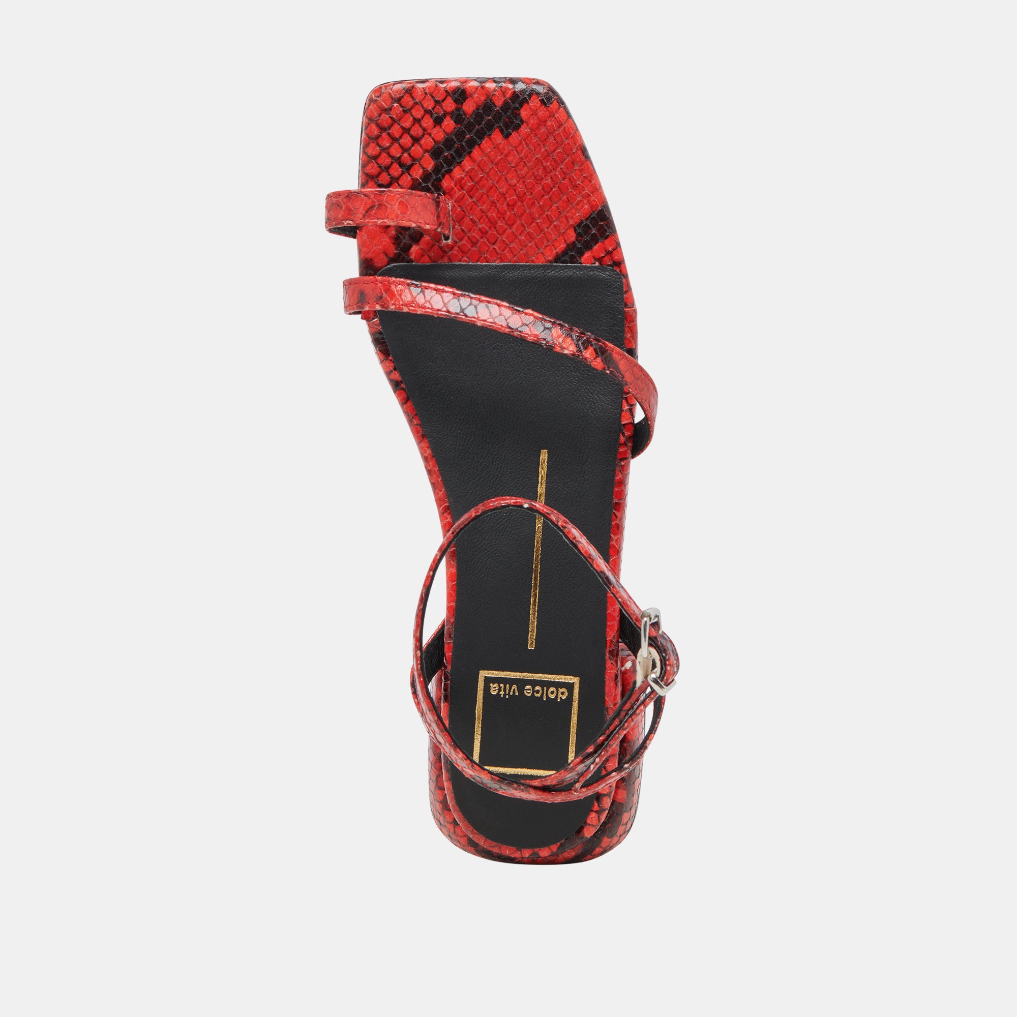 LEXI Women's Red Snake Embossed Sandals - Fashionable Comfortable Slide Sandals for Summer, Beach, and Casual Outings
