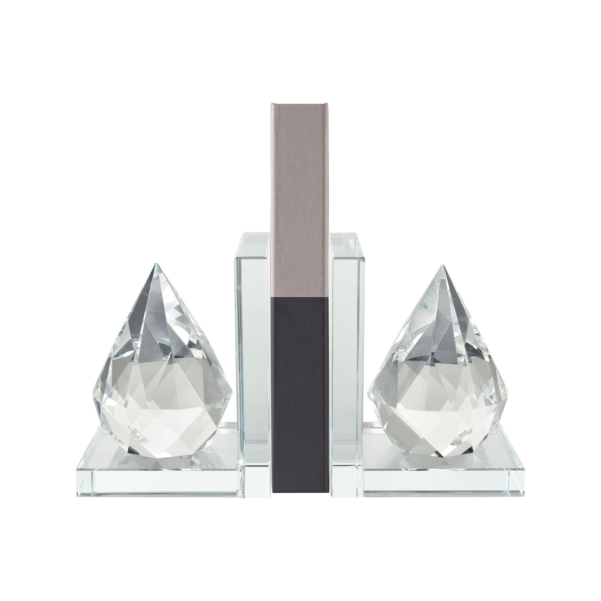 ELK Twin Peaks Bookends Set of 2 - Clear Acrylic Bookends for Heavy Books - Perfect for Bookshelves, Office Desk & Home Decor