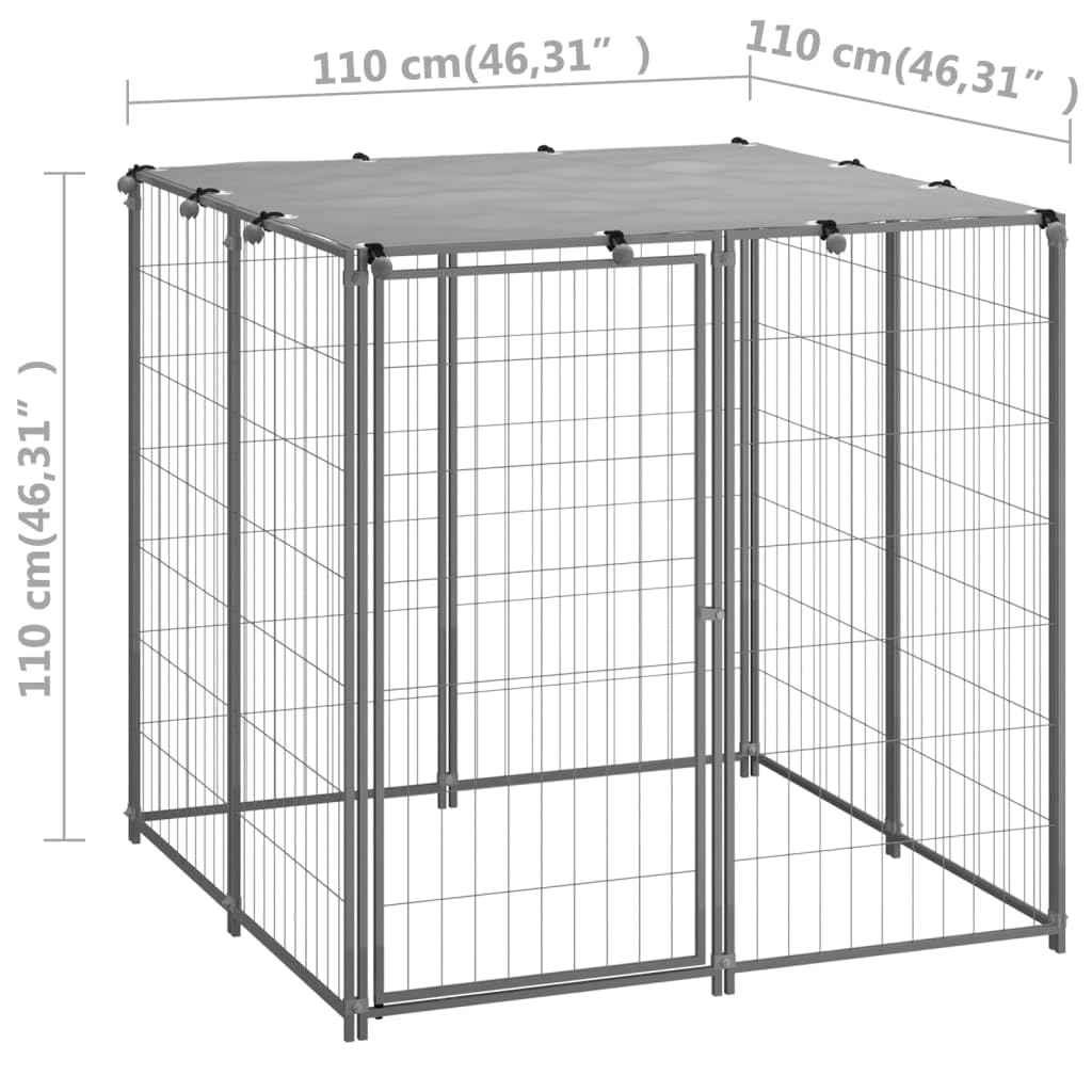 vidaXL Spacious Steel Dog Kennel with Secure Locking Door & UV-Resistant Roof - Durable Outdoor Dog Crate for Garden, Yard, Patio, and Backyard Use