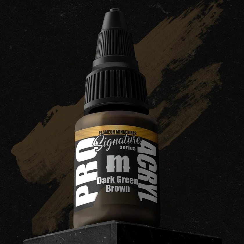 Pro Acryl Flameon Dark Green Brown Acrylic Paint - Professional Artist Grade for Miniatures, Models & Canvas - Perfect for Warhammer, D&D & Fine Art Painting