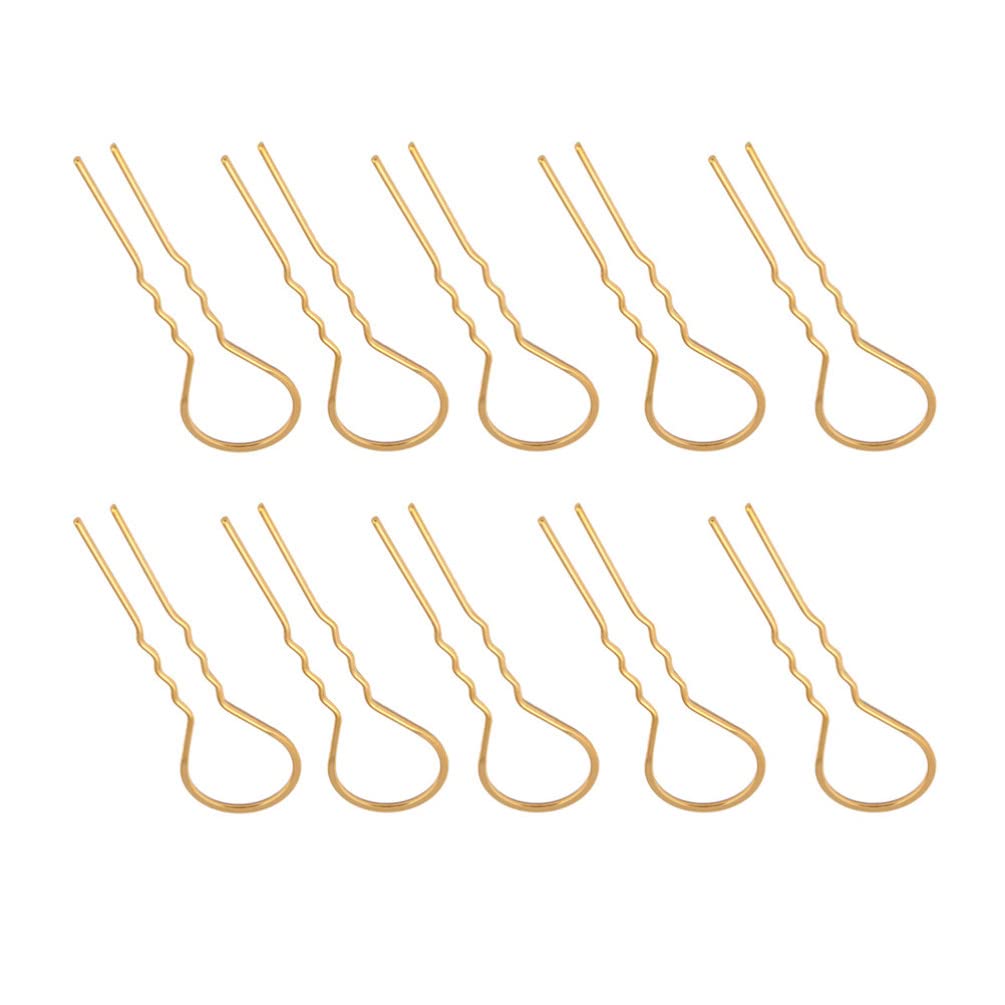FRCOLOR 10pcs U-Shaped Hair Pins - Metal Bun Hairpins & Wavy Bobby Pins for Women & Girls - DIY Hair Accessories & Headpieces (Golden) - Perfect for Updos, Braids, Weddings & Everyday Styling