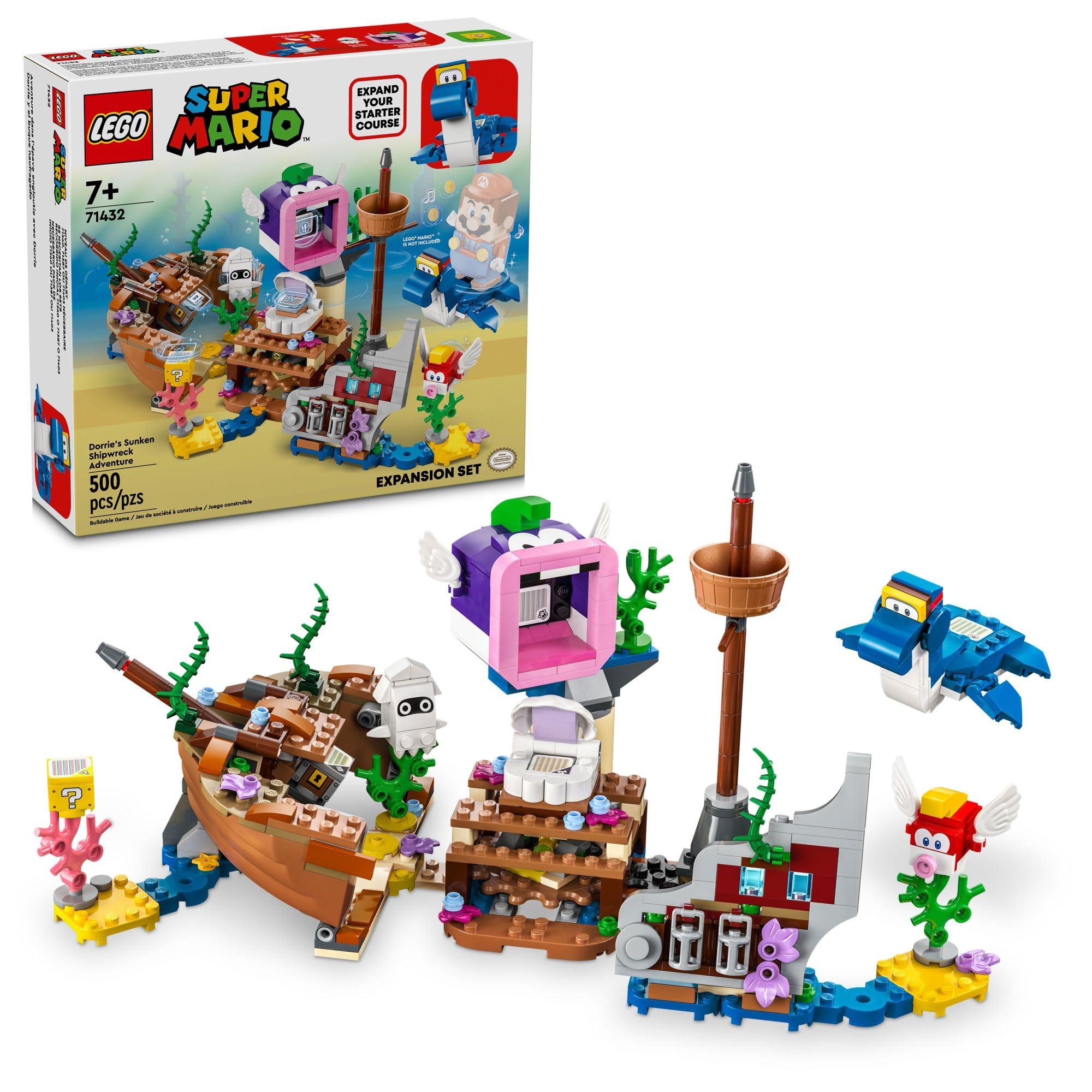 LEGO Super Mario 71432 Dorrie's Sunken Shipwreck Adventure Expansion Set with Cheep Cheep, Cheep Chomp & Blooper Figures - Interactive Building Toy for Kids, Collectible Gift for Boys, Girls & Gamers - Perfect for Creative Play & Mario-Themed Adventures