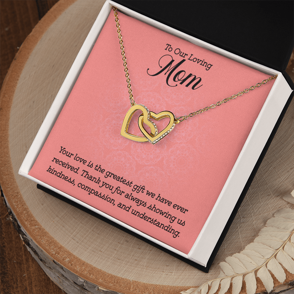 Interlocking Heart Necklace for Mom - Thoughtful Gift from Kids to Loving Mother | Perfect for Mother's Day, Birthday & Anniversary Celebrations