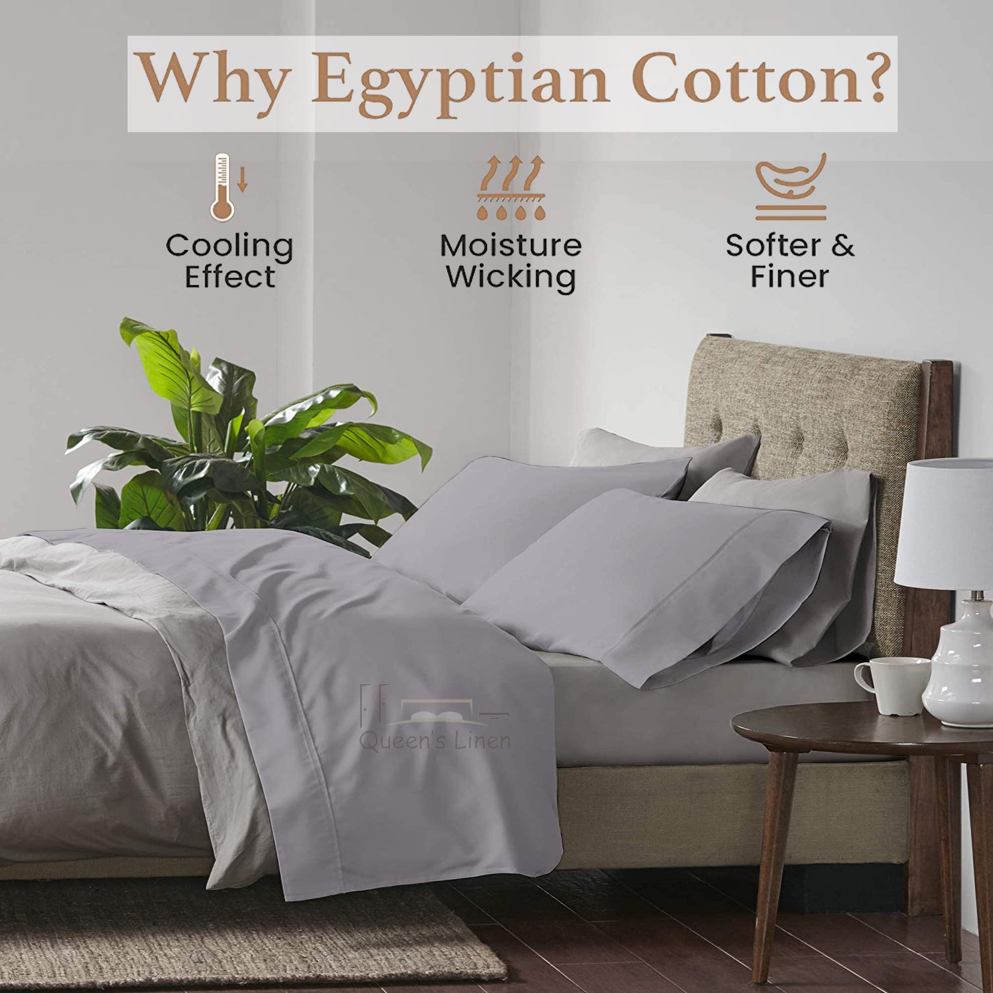 Premium 400 Thread Count Egyptian Cotton Bed Sheets - 4 Piece California King Size Sheet Set with 16