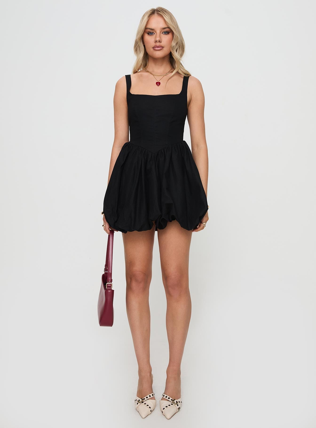 Alcott Women's Bubble Hem Mini Dress - Black | Flirty & Fun Party Outfit for Night Out, Date Night, or Club Wear