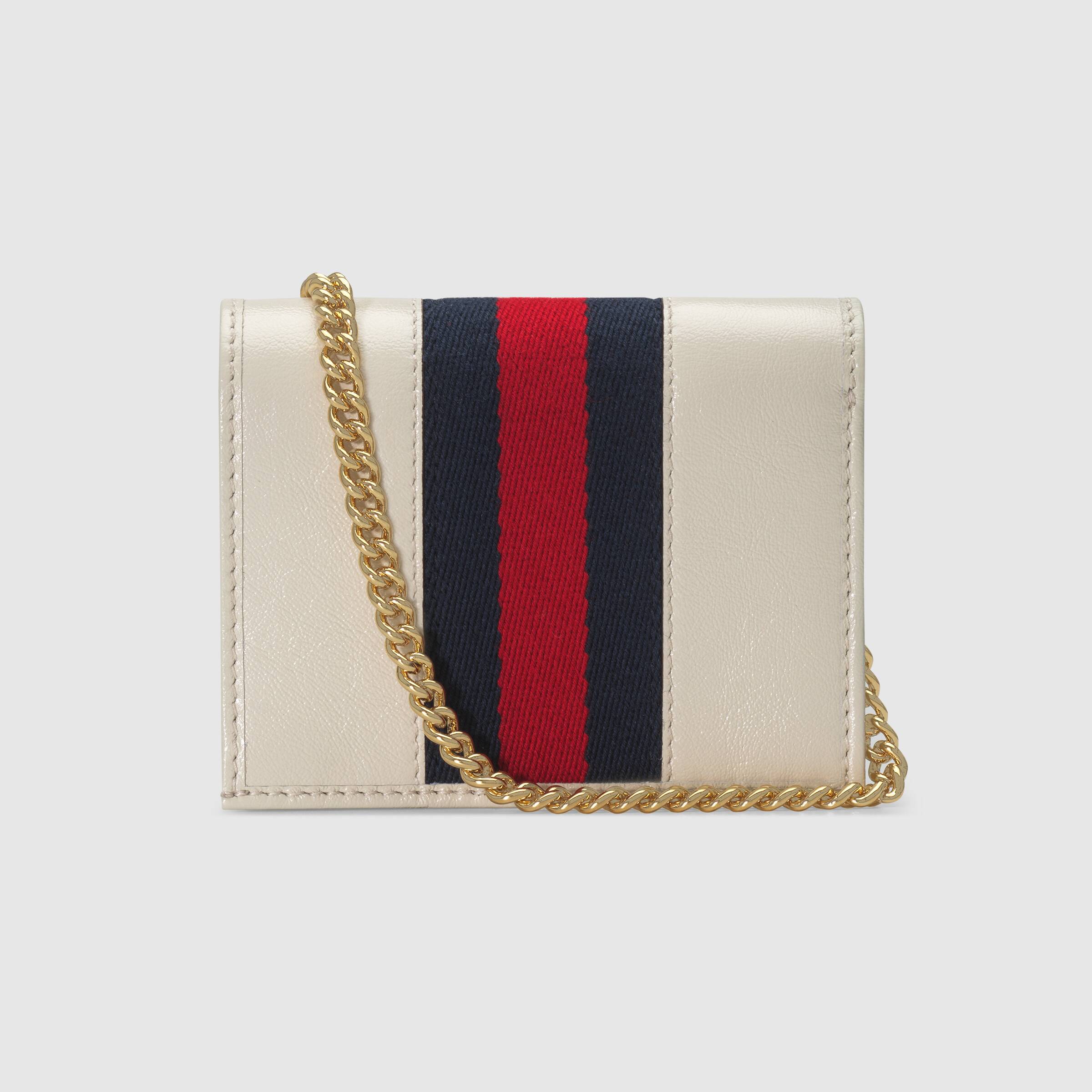 Gucci Rajah Chain Card Case Wallet in White - Stylish & Compact for Everyday Use, Parties, and Travel