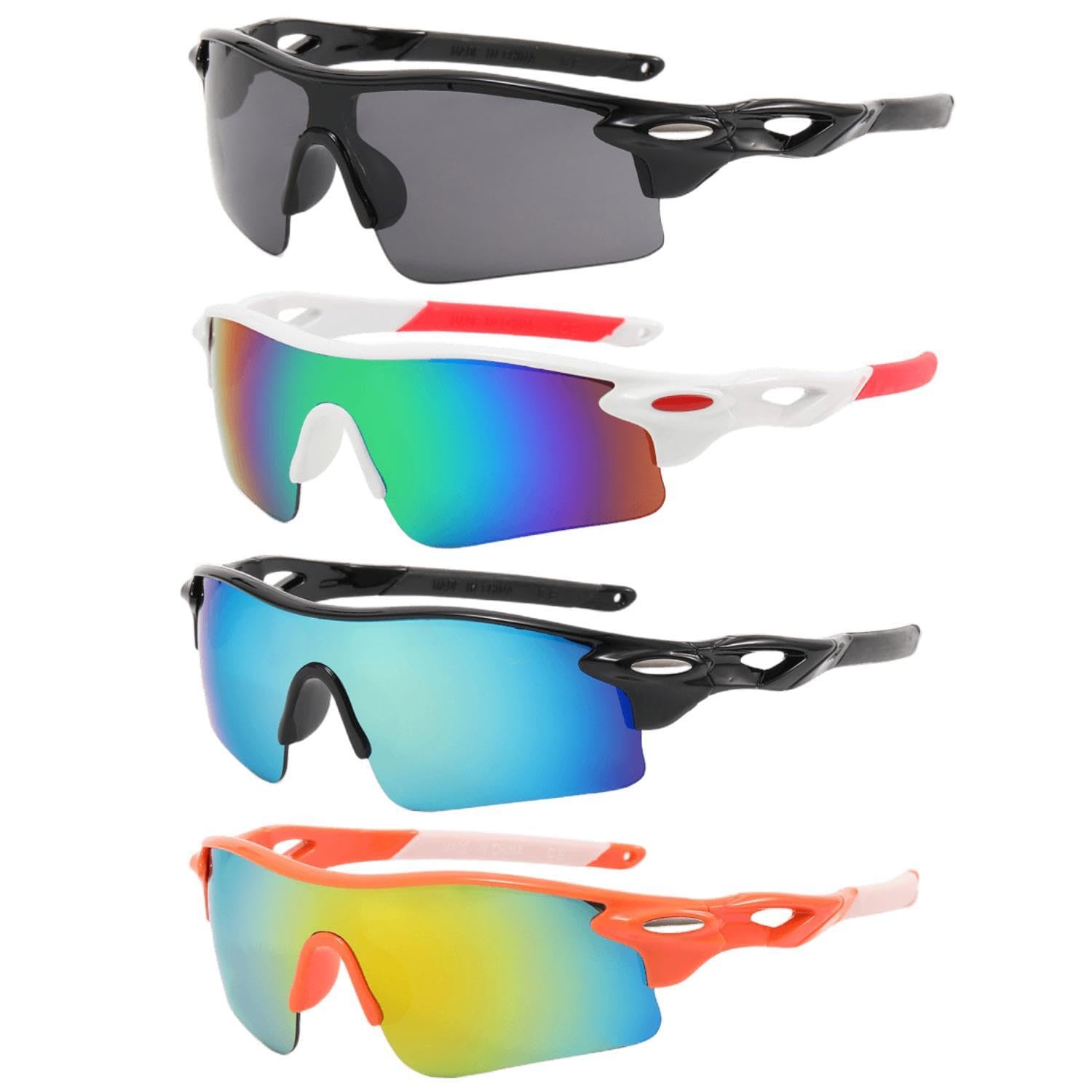 4 Pack Windproof Sport Sunglasses for Winter - UV Protection Cycling & Hiking Goggles for Men Women - Perfect for Outdoor Activities, Running, Skiing & Mountain Climbing