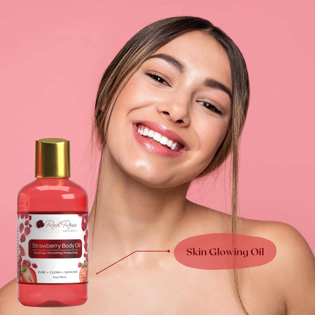 Strawberry & Pineapple Body Oil Set – 4 oz Hydrating Moisturizer with Long-Lasting Fragrance – Vegan Natural Skincare for Dry Skin – Perfect for Massage, Spa & Daily Body Care