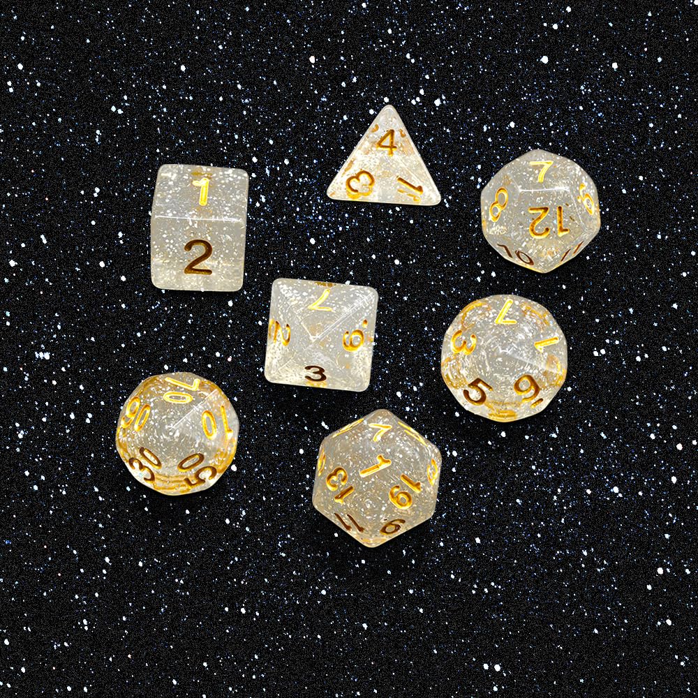 Premium RPG Dice Set - 7-Piece Polyhedral Dice for Dungeons & Dragons (D&D), Pathfinder & Tabletop Role Playing Games - Includes D20, D12, D10, D8, D6, D4 - Perfect for Game Nights, Campaigns & Collectors (White)