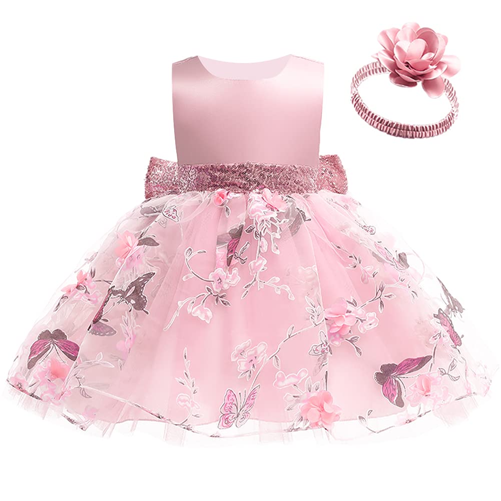 FYMNSI Girls Sequin Bowknot Tutu Dress for Toddlers - Elegant Pageant, Wedding, Party & Formal Occasions - Comes with Matching Headband - Perfect for Birthday Celebrations, Photo Shoots and Special Events