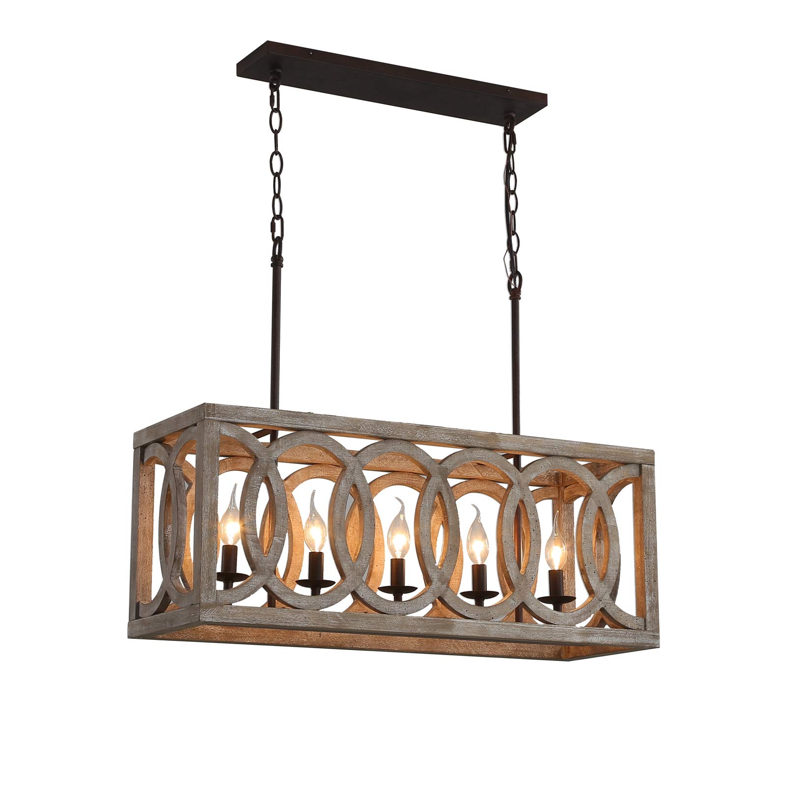 LLCEW Farmhouse Wooden Chandelier - 30