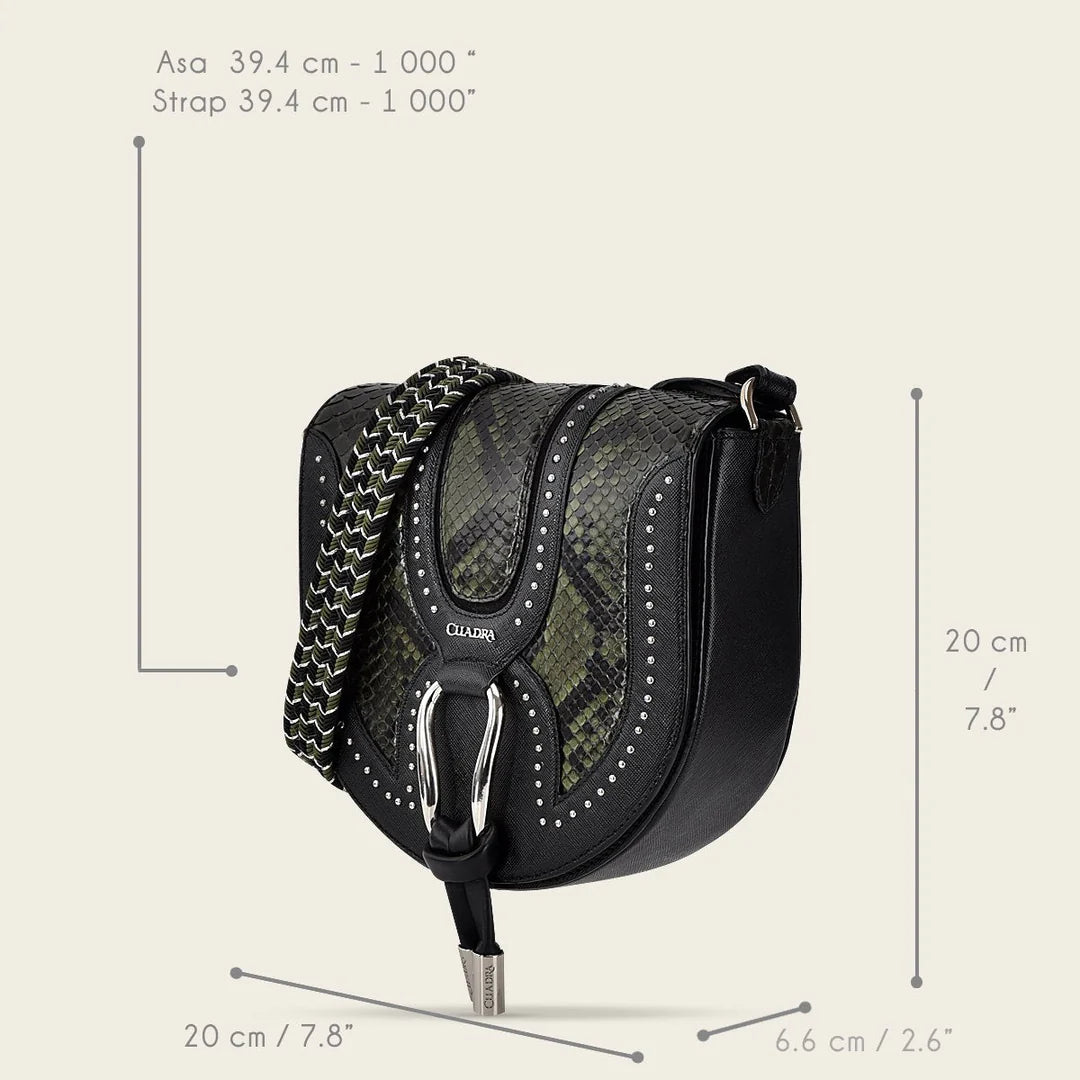 BOD97PH Women's Cuadra Green Python Leather Handbag - Elegant Fashion Clutch for Parties, Weddings & Evening Events