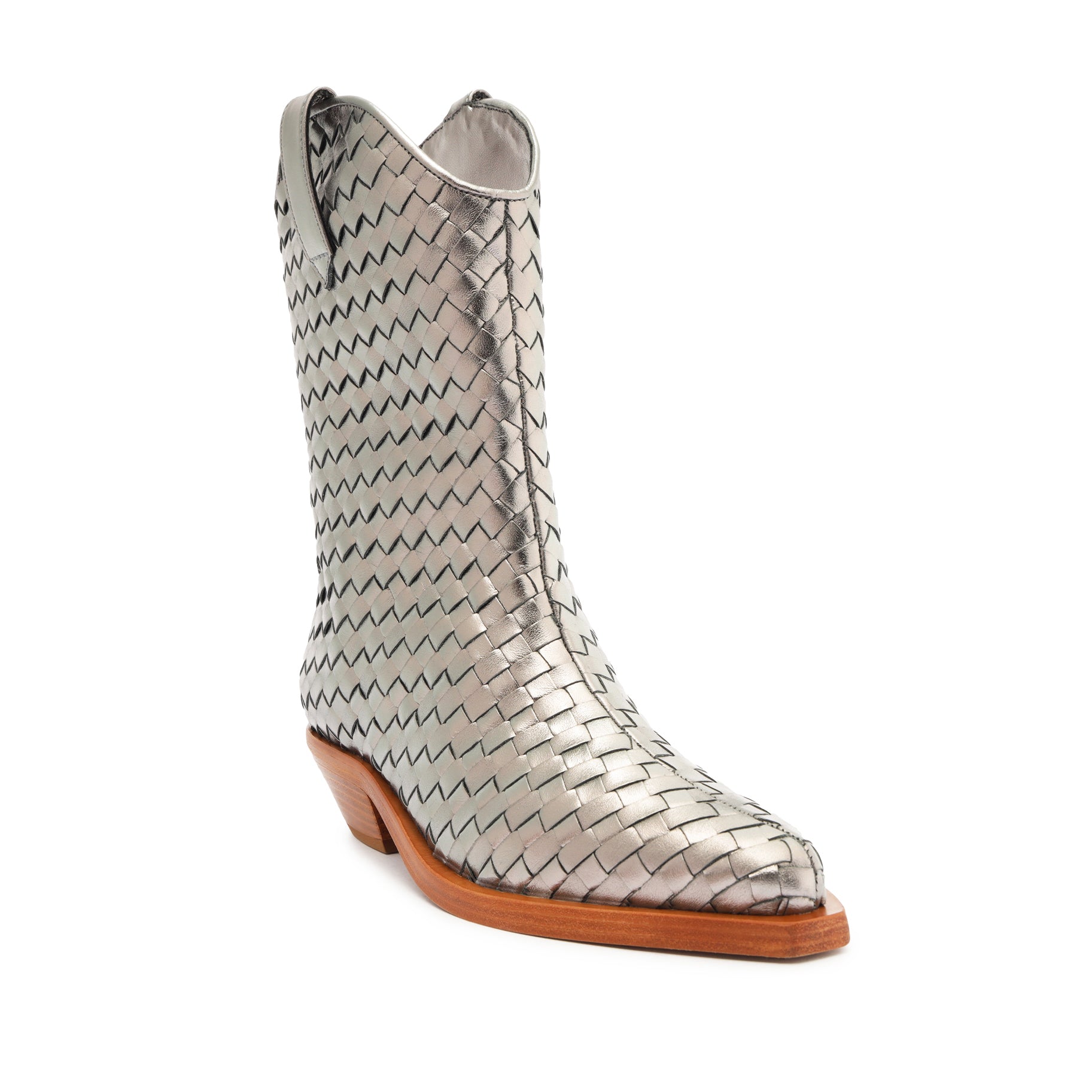 Cicera Women's Woven Metallic Leather Ankle Boots - Stylish Pointed Toe Booties for Fall, Winter & Party Wear