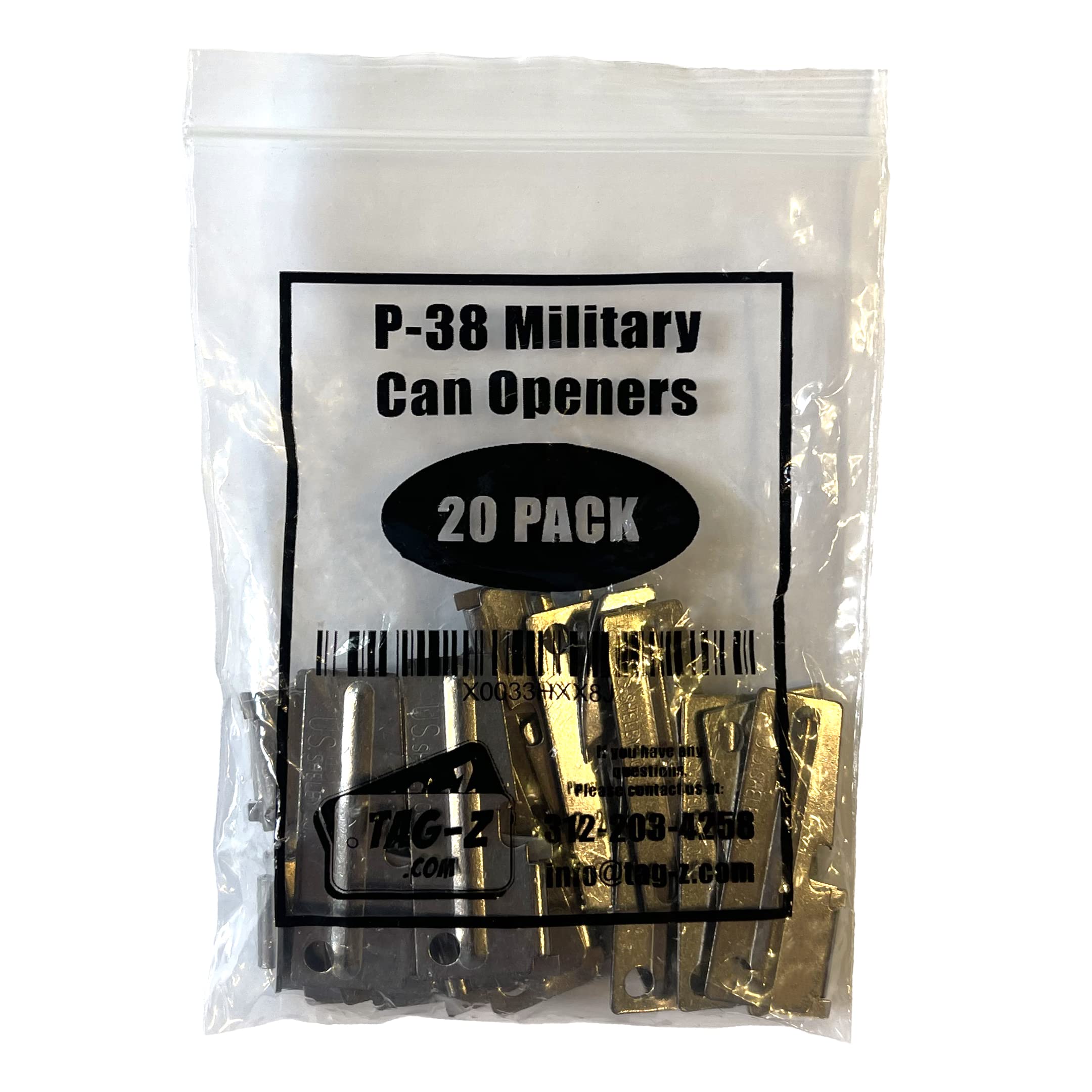 P-38 Can Openers - US Shelby Model P38 Military Grade Stainless Steel Can Opener (20 Pack) - Compact & Durable for Camping, Hiking, Emergency Kits & Survival Gear