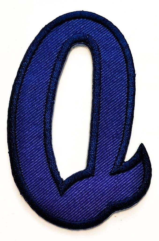 Blue English Letter Q Iron-On Patch - Alphabet ABC Symbol Logo for Clothes, Bags, T-Shirts & Jeans - Biker Badge Applique for Sewing or Ironing - Novelty A-Z Letter Patches for DIY Crafts, Costumes & Denim Customization
