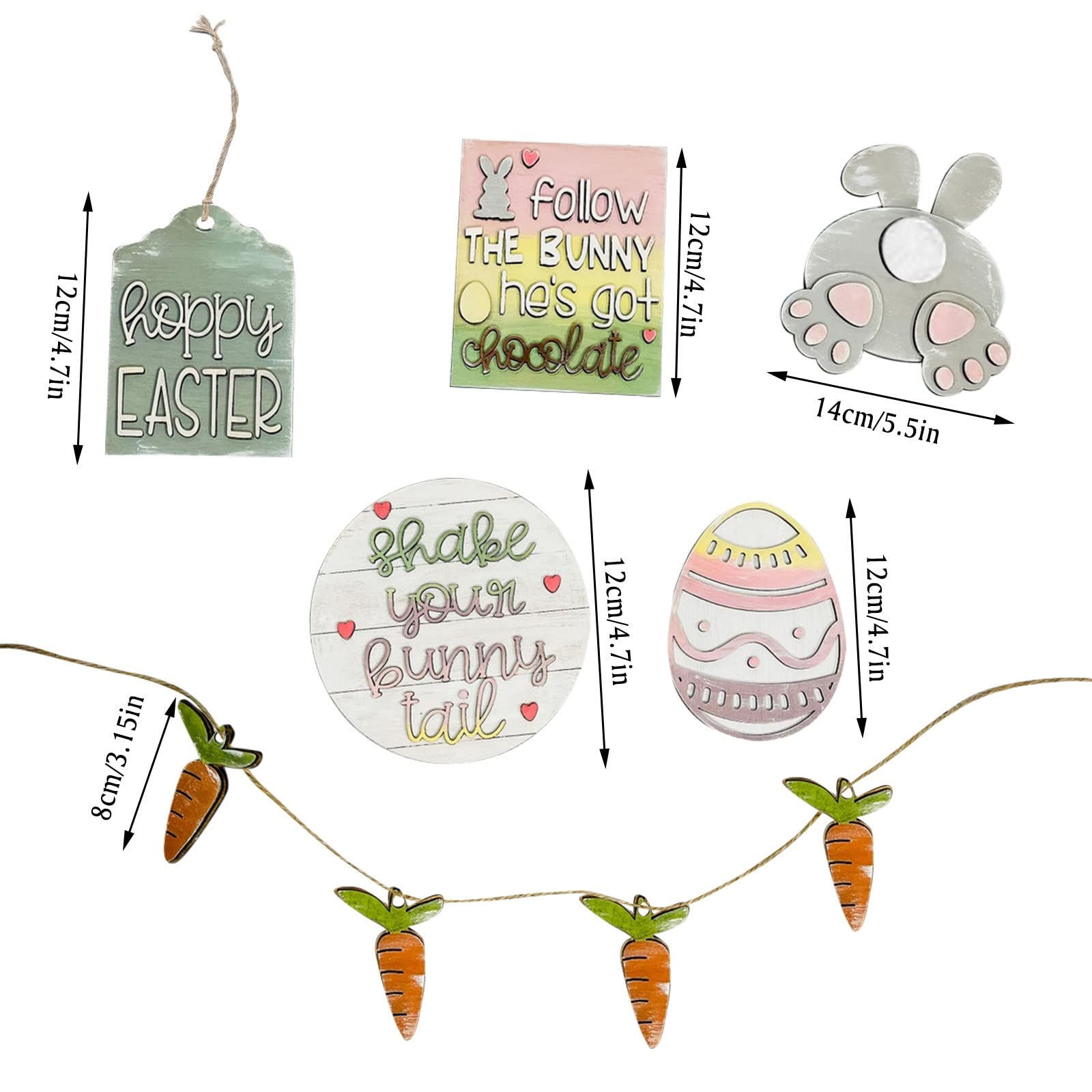 3D Mini Wooden Bunny Signs Easter Tiered Tray Decor - Rustic Wooden Easter Decorations for Home, Office & Party - Perfect for Spring Table Centerpieces, Shelf Displays & Holiday Gift Giving